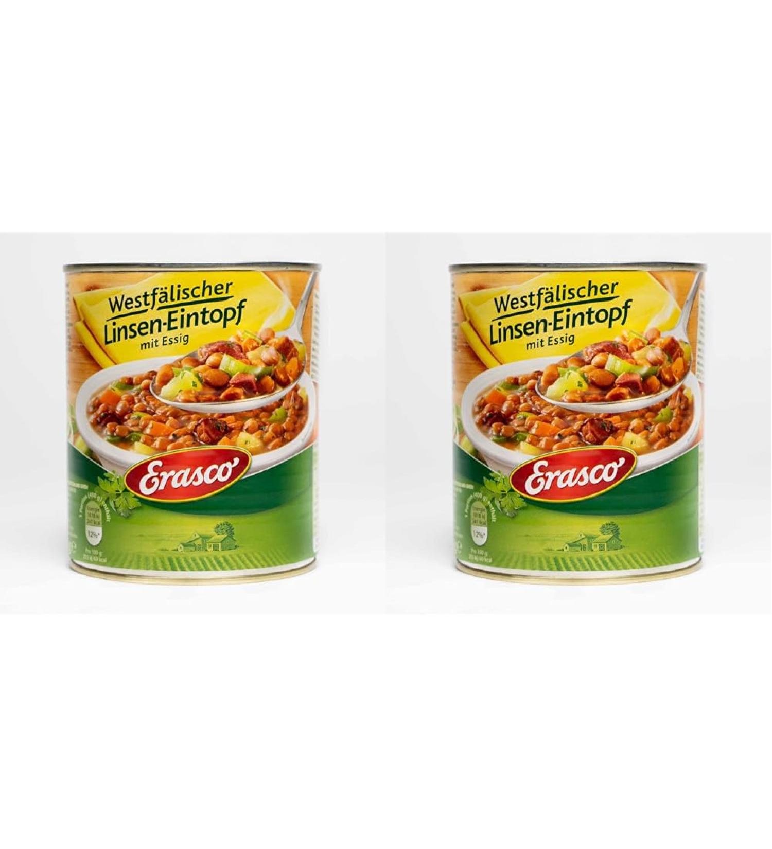 Erasco Westphalian Lens Stew 800g - Quick & Delicious 5-Minute Meal with Veggies - 2-Pack - Buy Online on GoSupps.com