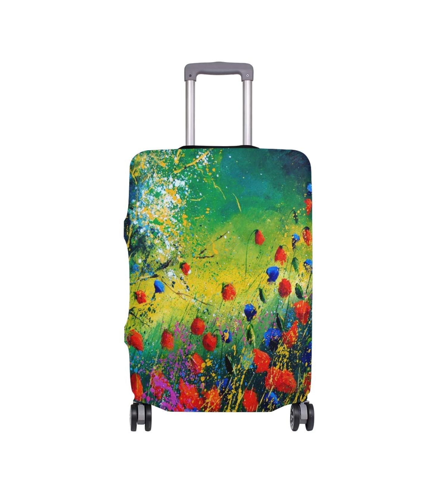 LUNLUMO Suicase Cover with Red Poppy Motif Cover Only 1 XL 29-32 in