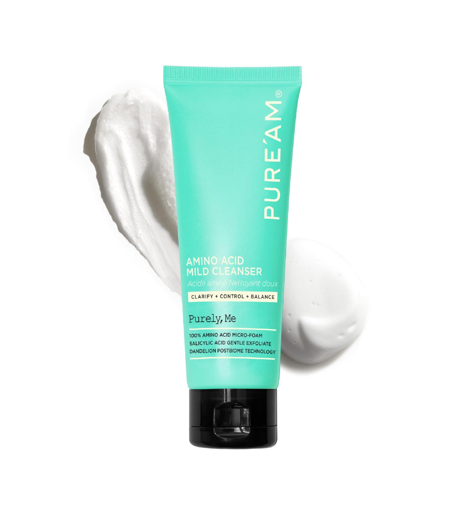 PURE'AM - Gentle Face Wash with Amino Acids Salicylic Acid - 4.05 Fl.oz 120ml - Korean Face Cleanser - Clarifying Foaming Deep Pore Cleaning pH Balancing Oil Control - Authentic Korean Skin Care 4 Ounce (Pack of 1) - Buy Online on GoSupps.com