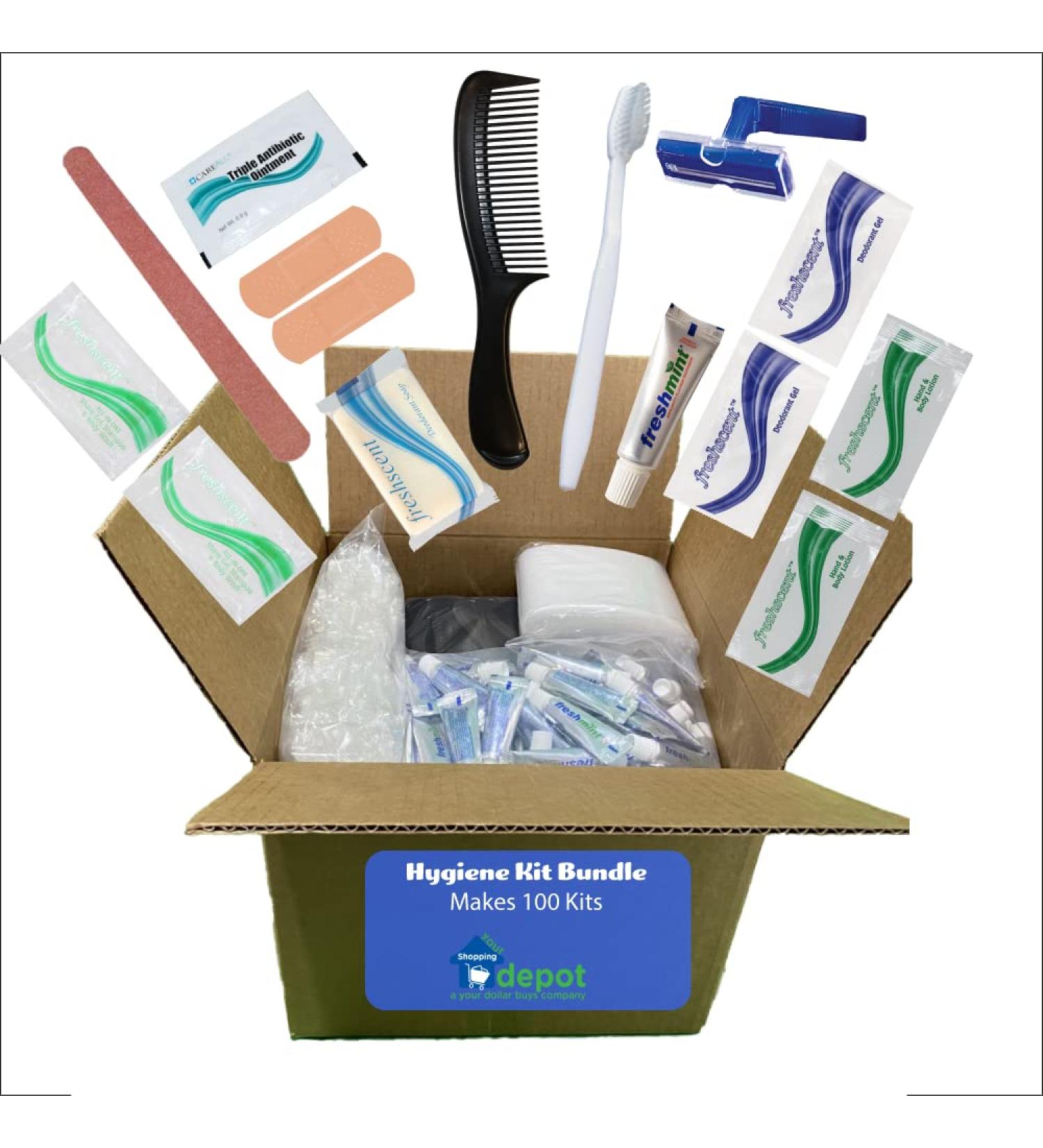 Hygiene Kit Bundle 15 Piece (Supplies to Make 100 Kits)