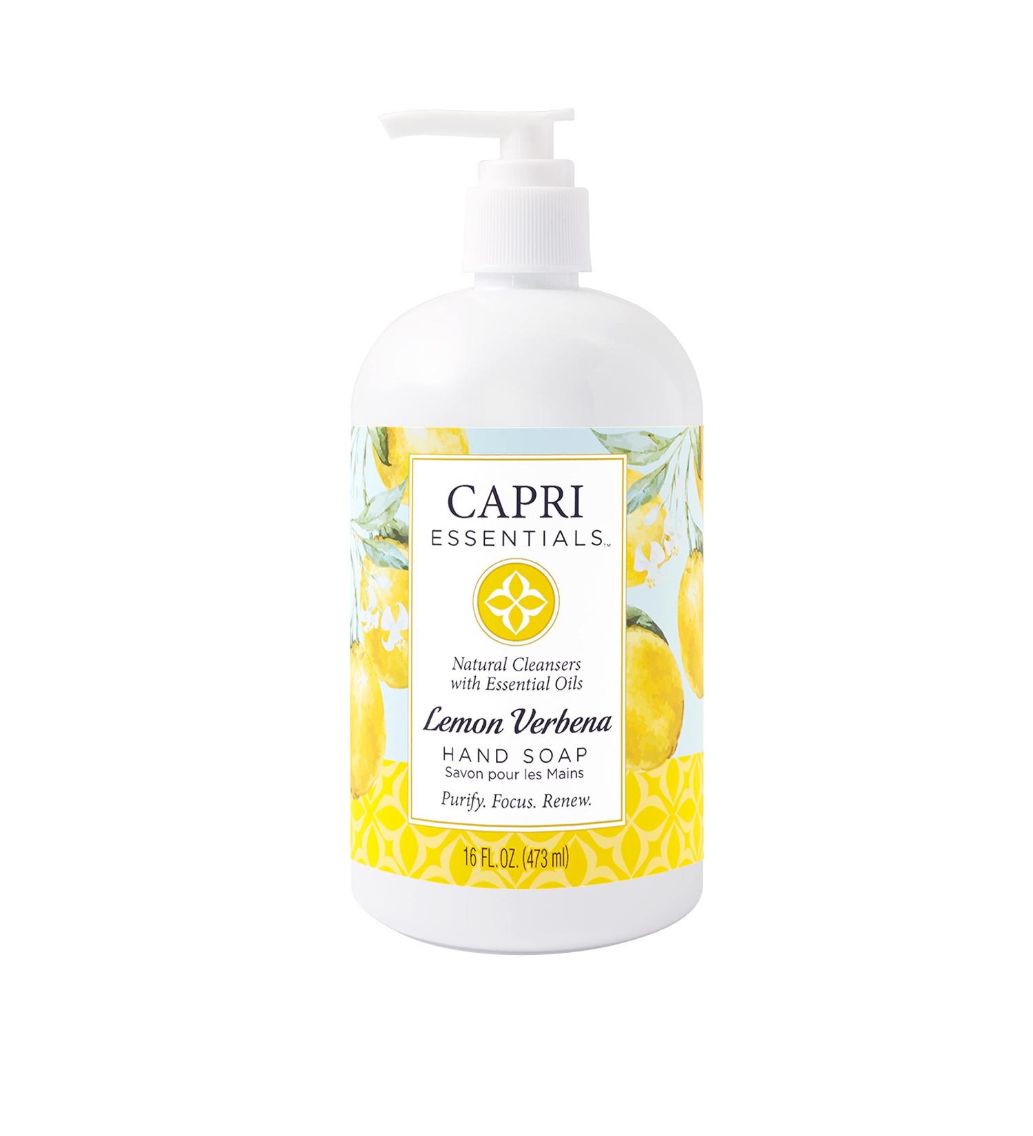 CAPRI ESSENTIALS Hand Soap Liquid Natural Household Cleaning Supplies Gentle Plant Based Aromatic Hand Wash with a Blend of Essential Oils Removes Dirt & Grime Lemon Verbena Scent 16 FL Oz 1 Count (Pack of 1) - Buy Online on GoSupps.com