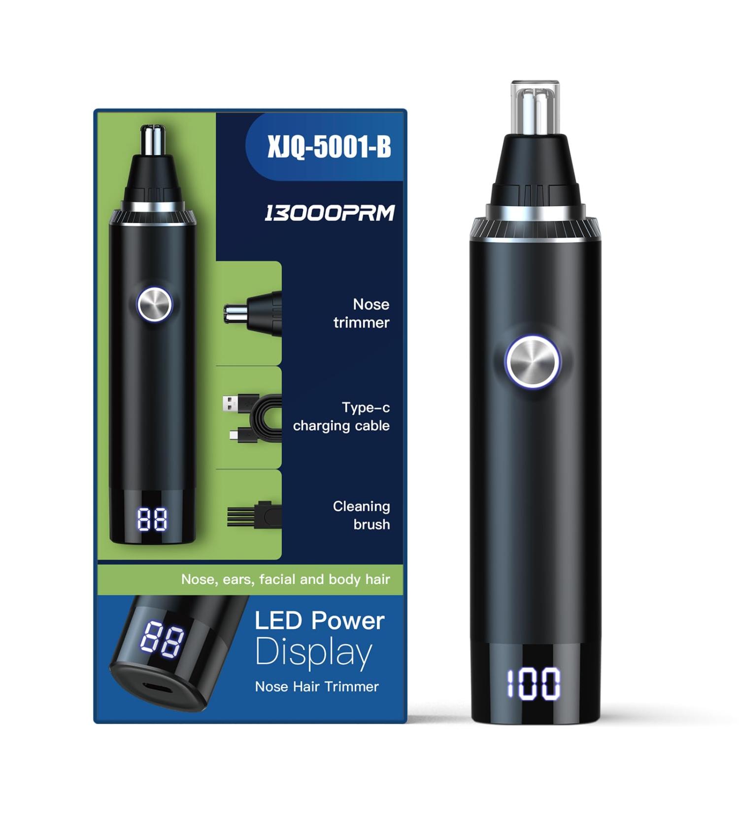 Buy Ear & Nose Hair Trimmer with LED Display - Painless USB Rechargeable IPX7 Waterproof Dual Edge Blades for Men & Women - Buy Online on GoSupps.com