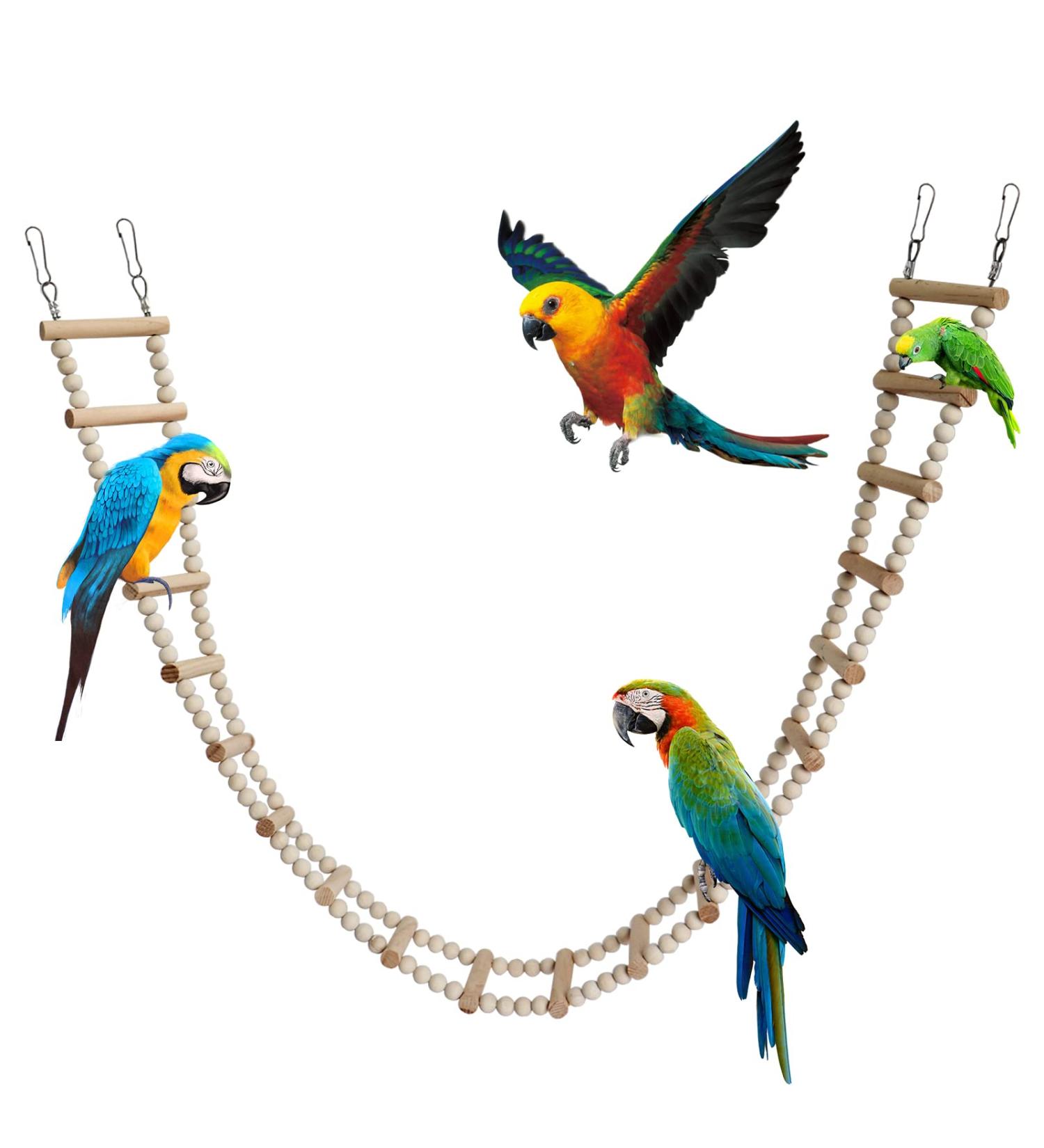 20-Piece Wooden Bird Ladder Bridge Toys - Climbing Accessories for Parrots Cockatoos Hamsters & Rats (115 cm) - Buy Online on GoSupps.com