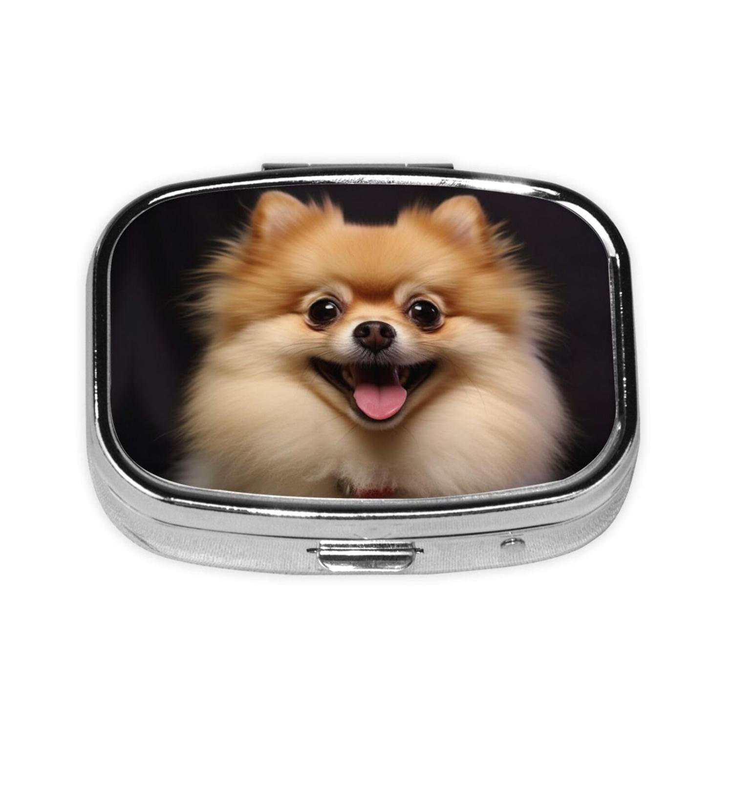 Happy Short-Haired Pomeranian Pill Case | Cute 2 Compartment Travel Organizer & Gift Box for Small Medications - Buy Online on GoSupps.com