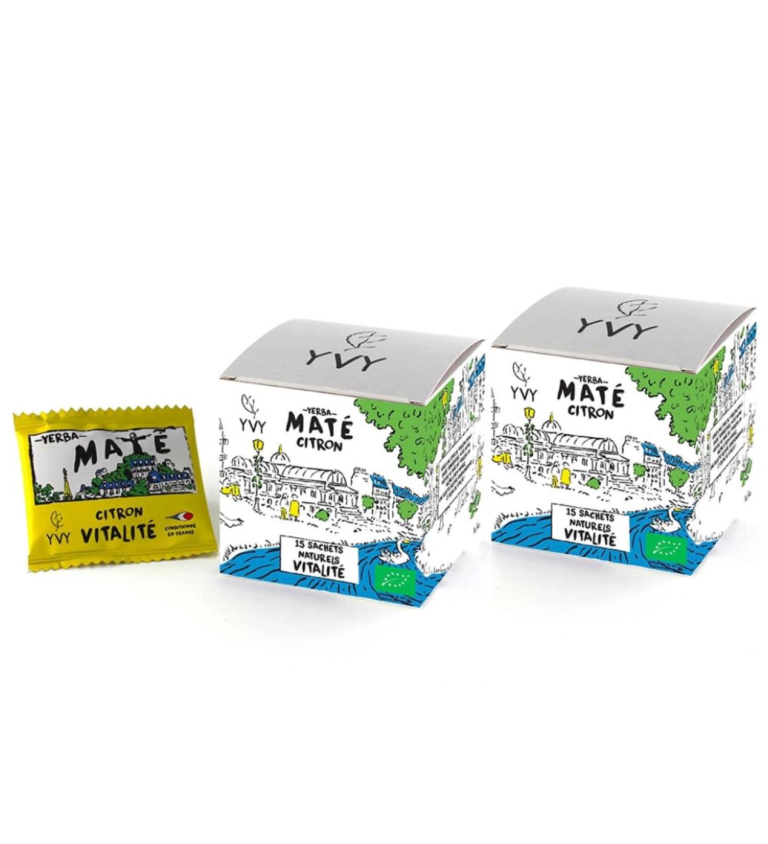  YVY YVY MAT Organic Lemon Yerba Mate | Convenient 15 Natural Mate Tea Bags | Organic Unsmoked Stemless Dust-Free Mate - Buy Online on GoSupps.com