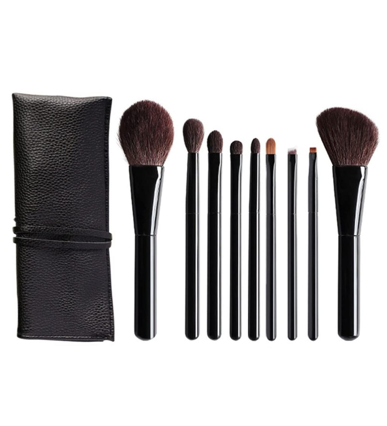 MADALIAN 9 Makeup Brushes Set | Portable Leather Bag Beauty Tools for Flawless Makeup - International Shipping Available - Buy Online on GoSupps.com