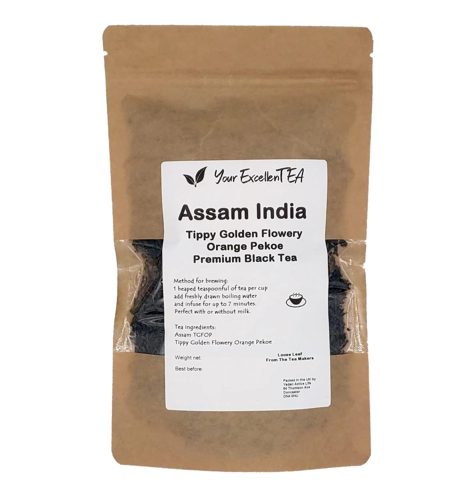 Your ExcellenTEA - Assam India Black Loose Leaf Tea Tippy Golden Flowery Orange Pekoe TGFOP (200g) Assam India 200g - Buy Online on GoSupps.com
