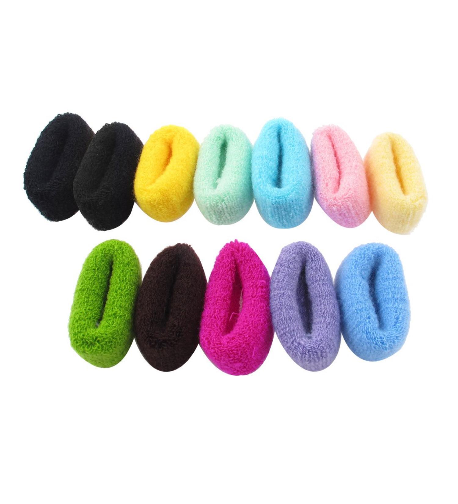 sourcingmap Women Hairdressing Terry Cloth Elastic Hair Bands Rings Ponytail Holder 12pcs DE de