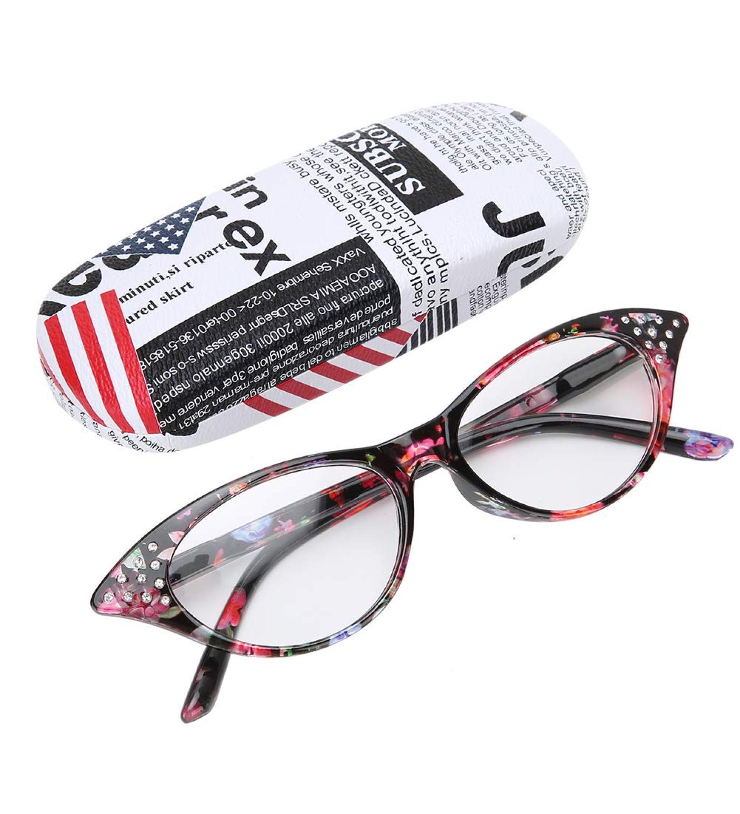 Fashionable 3.0 Reading Glasses for Women | Unisex Red Striped Frame Glare Protective Light Glasses with Storage Etui - Buy Online on GoSupps.com