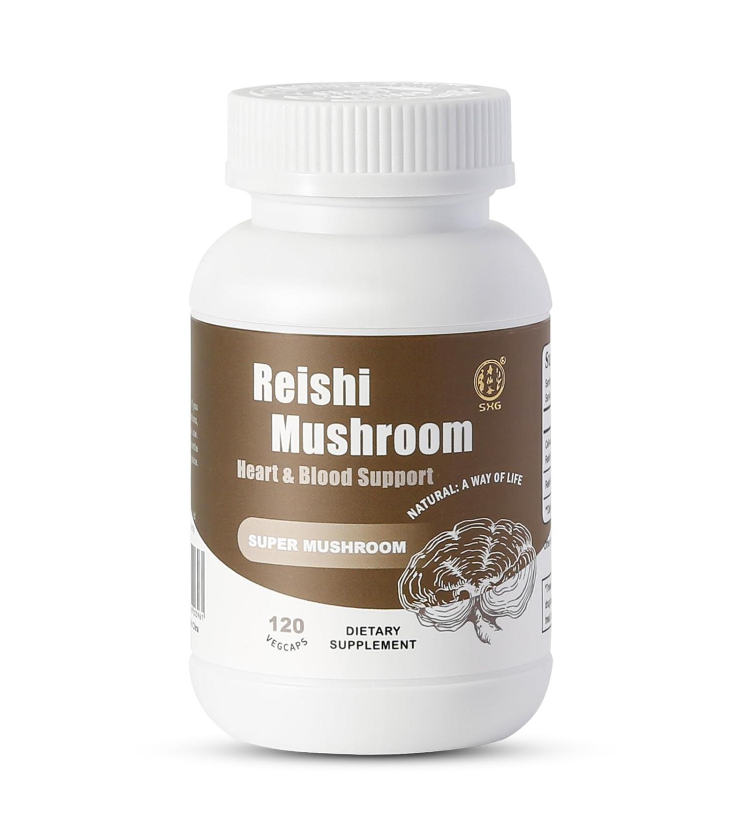 Organic Reishi Mushroom Capsules 120 Count - Heart & Blood Health, Immune Support Supplement - Vegan, Gluten Free - Buy Online on GoSupps.com