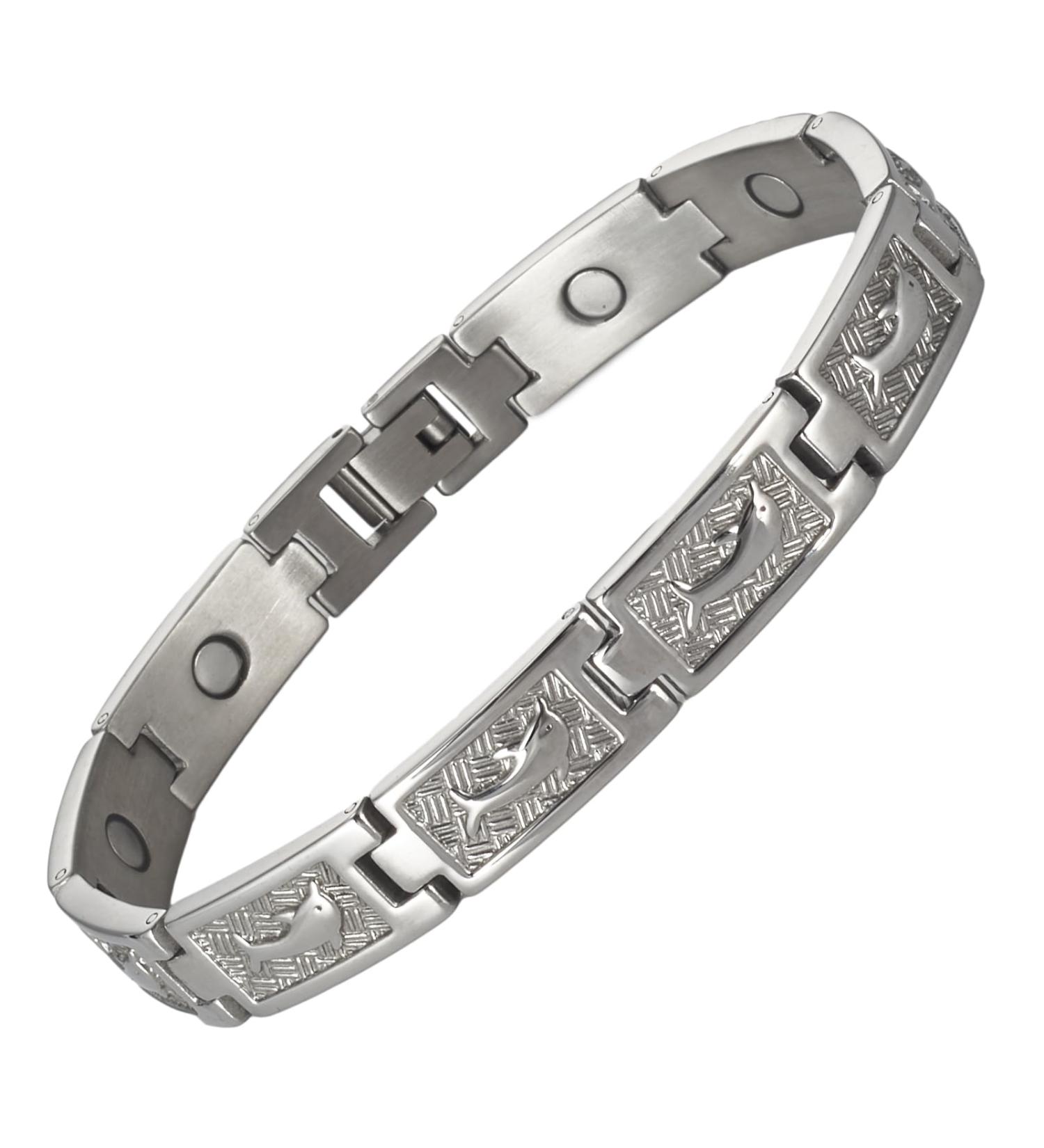 Yinox super magnetic bracelet for women stainless steel magnetic bracelet dolphin bracelet for women with 10 NDFEB magnets and high-quality gift box (21.5 cm)
