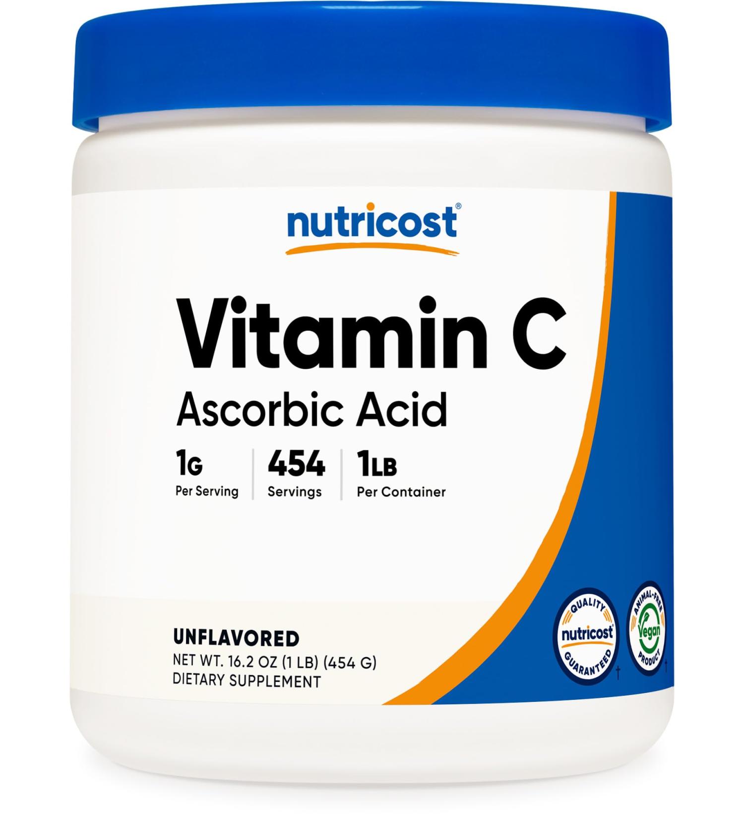Nutricost Pure Ascorbic Acid Powder (Vitamin C) 1LB 16 Ounce (Pack of 1) - Buy Online on GoSupps.com