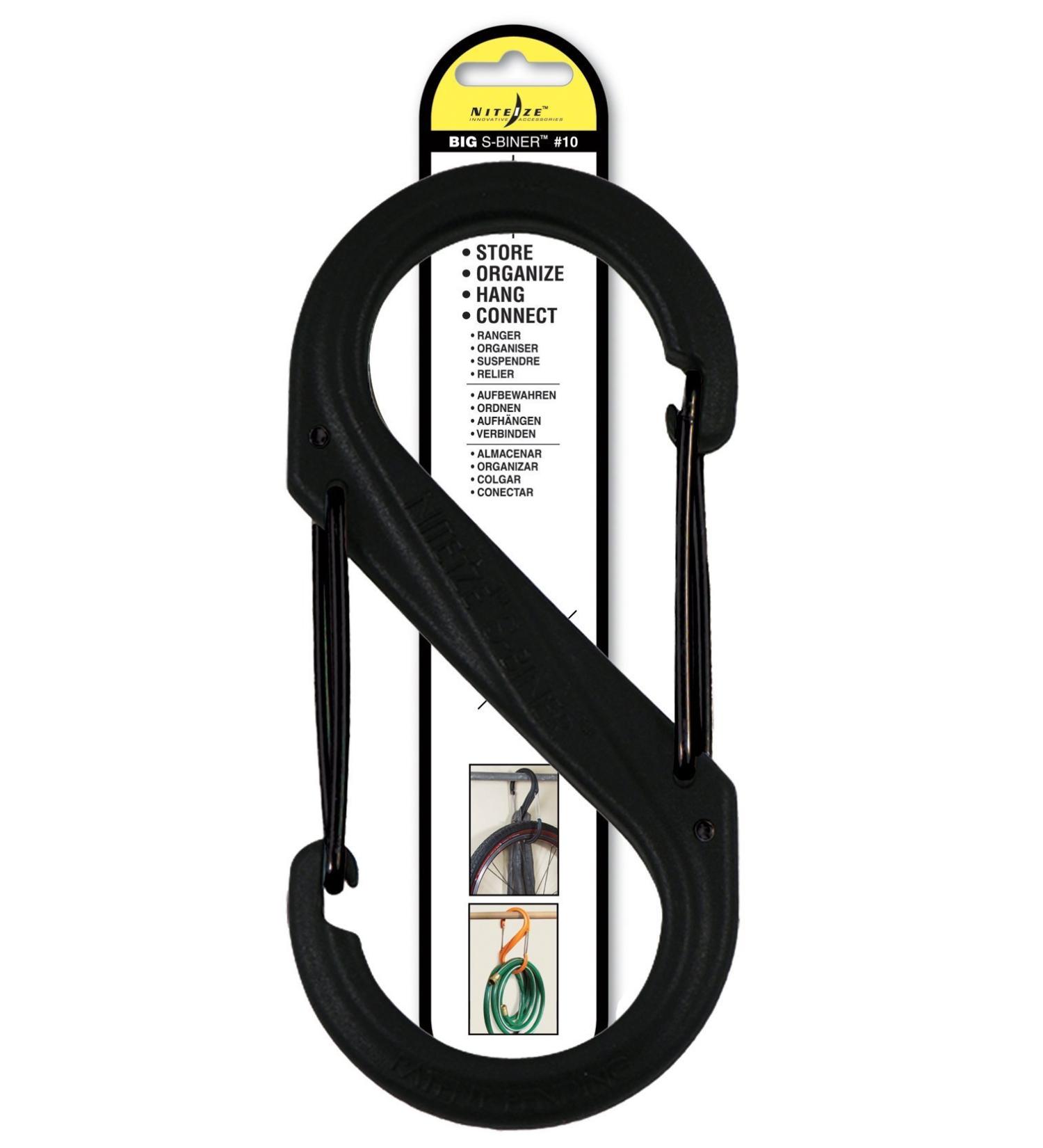 Nite Ize SBP10-03-01 Big S-Biner Plastic Carabiner Size #10, Black, Color