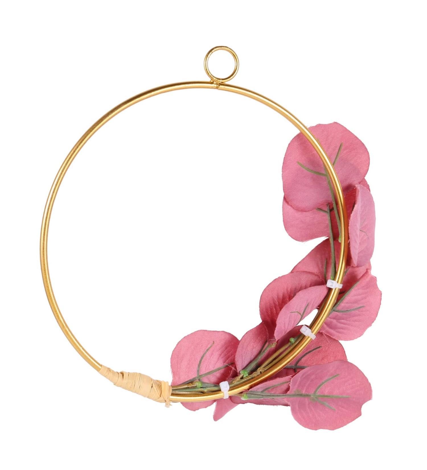 Gadpiparty Iron Craft Wrought Iron Gate Hanging Wreath Rose Pendant Artificial Flower Wall Nordic Decor Wall Hanging Rosy 20x20cm - Buy Online on GoSupps.com