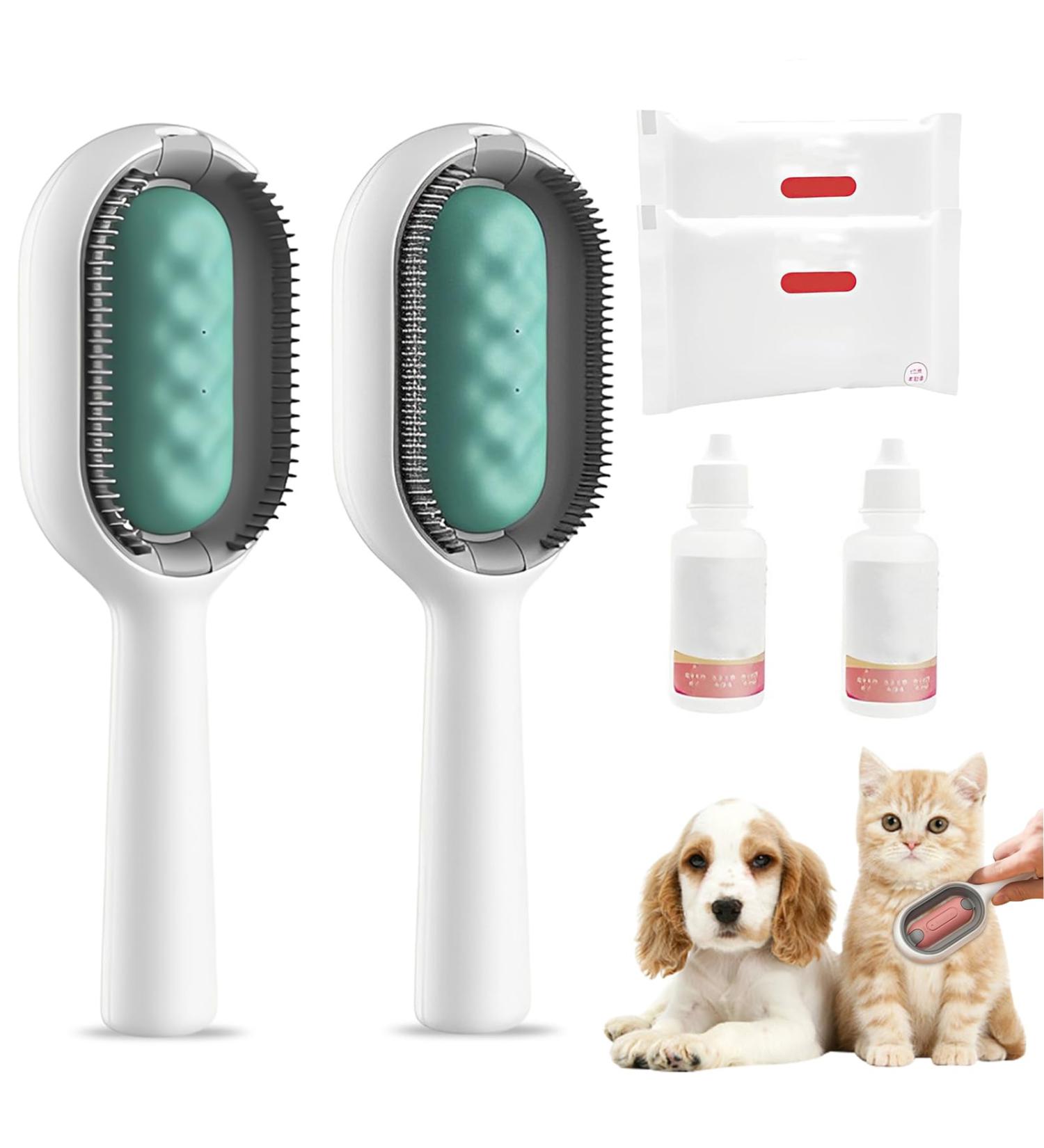 Multifunctional Dog & Cat Brush with Water Tank | Pet Hair Remover & Massage Tool for All Coat Types - Green - Buy Online on GoSupps.com
