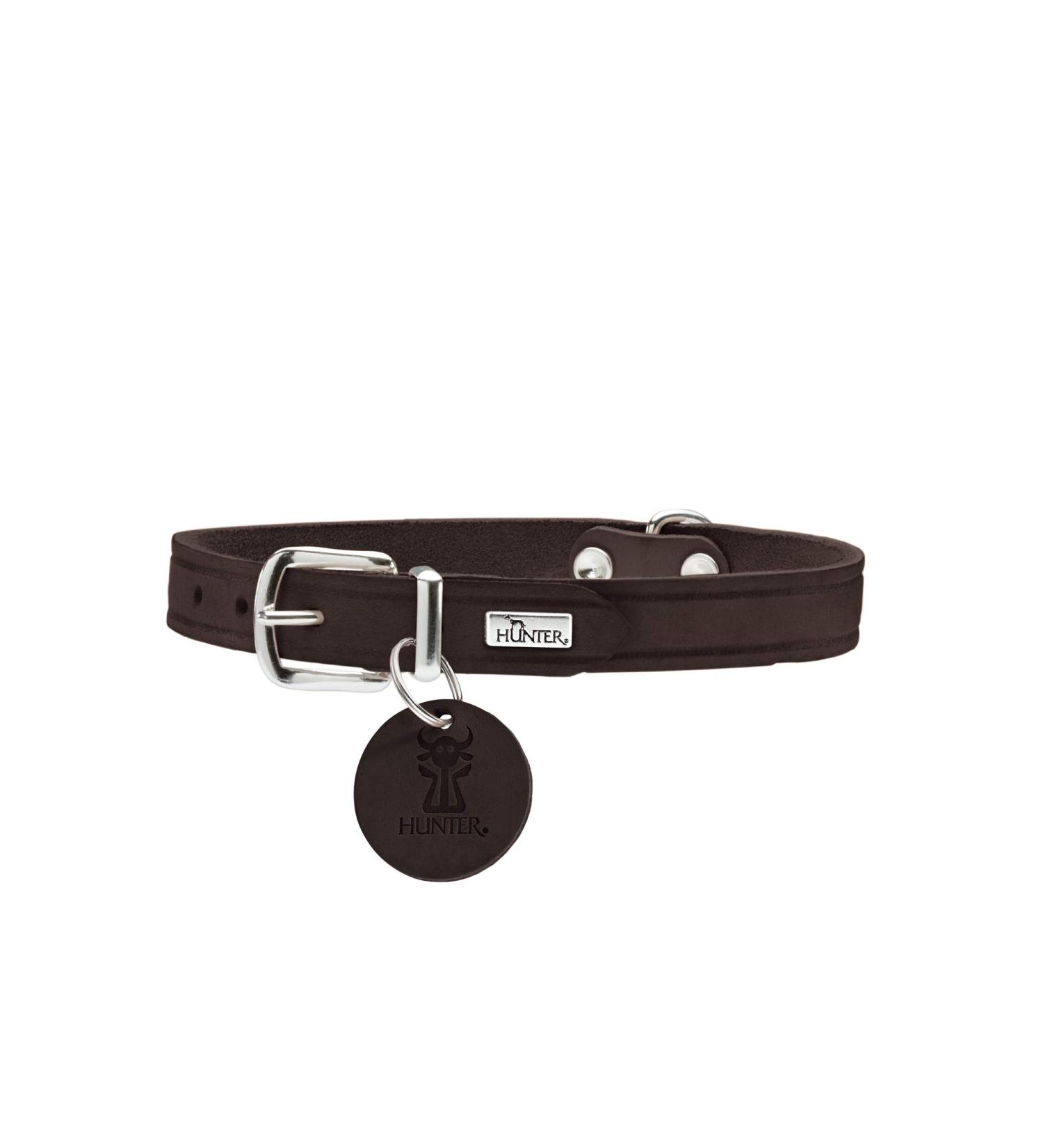 HUNTER AALBORG Dark Brown Leather Dog Collar - Simple Robust & Comfortable - Size 60 (L) - Ideal for International Shipping - Buy Online on GoSupps.com