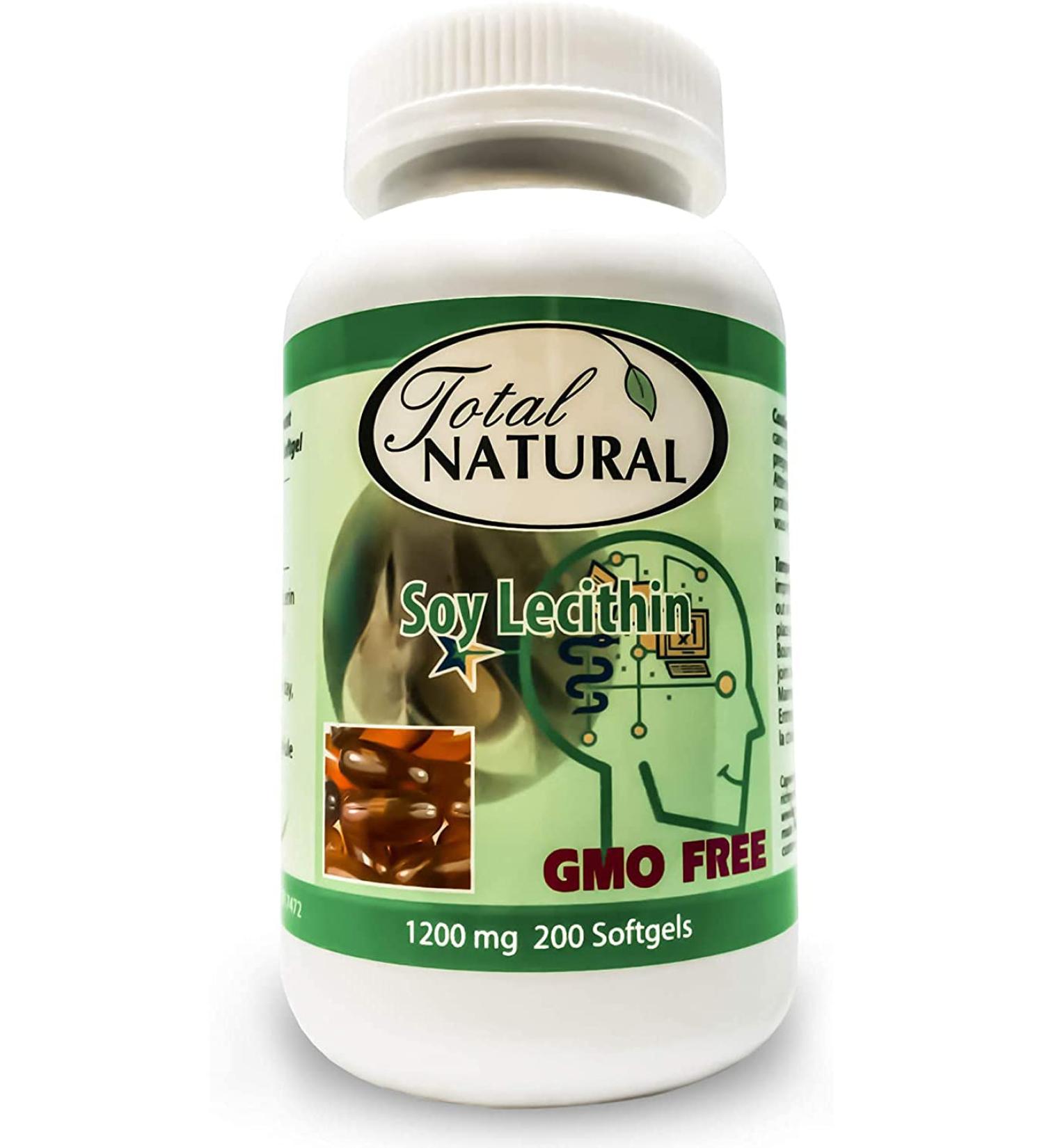 Soy Lecithin 1200mg Softgels - Total Natural Brain & Heart Health Support | Cholesterol, Liver & Kidney Supplement - 200 Count - Buy Online on GoSupps.com