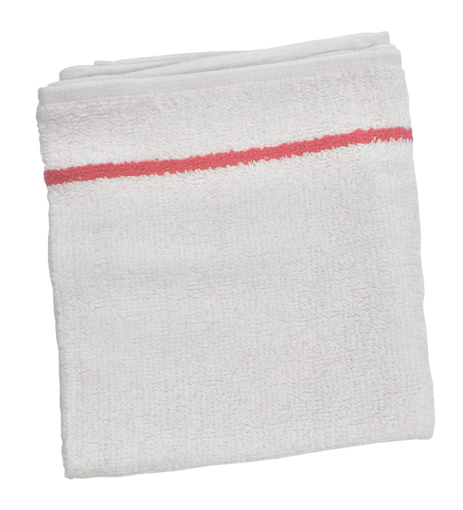 BaBylissPRO 100% Cotton Deluxe White Towels with Cherry Stripe 12 per pack 1 Count