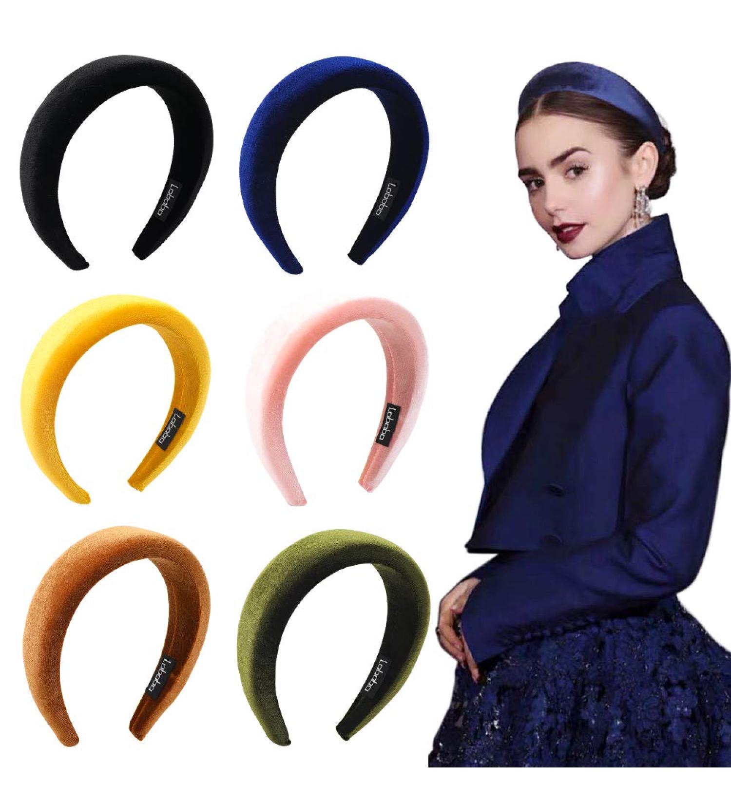 Women's Velvet Padded Headbands - 6 Pc Fashion Hair Accessories for Girls | Cute Vintage Thick Hair Bands - Buy Online on GoSupps.com