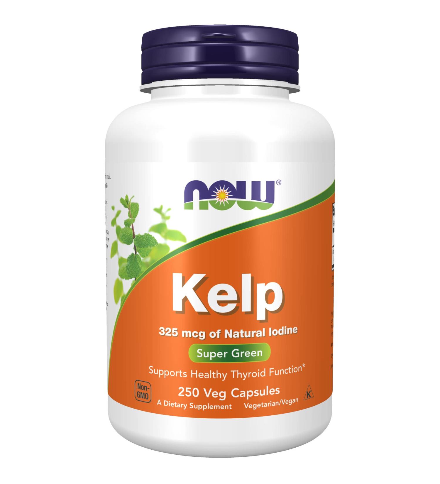 Now Foods Kelp 250 Veg Capsules - Premium Seaweed Supplement for Thyroid Support - Buy Online on GoSupps.com