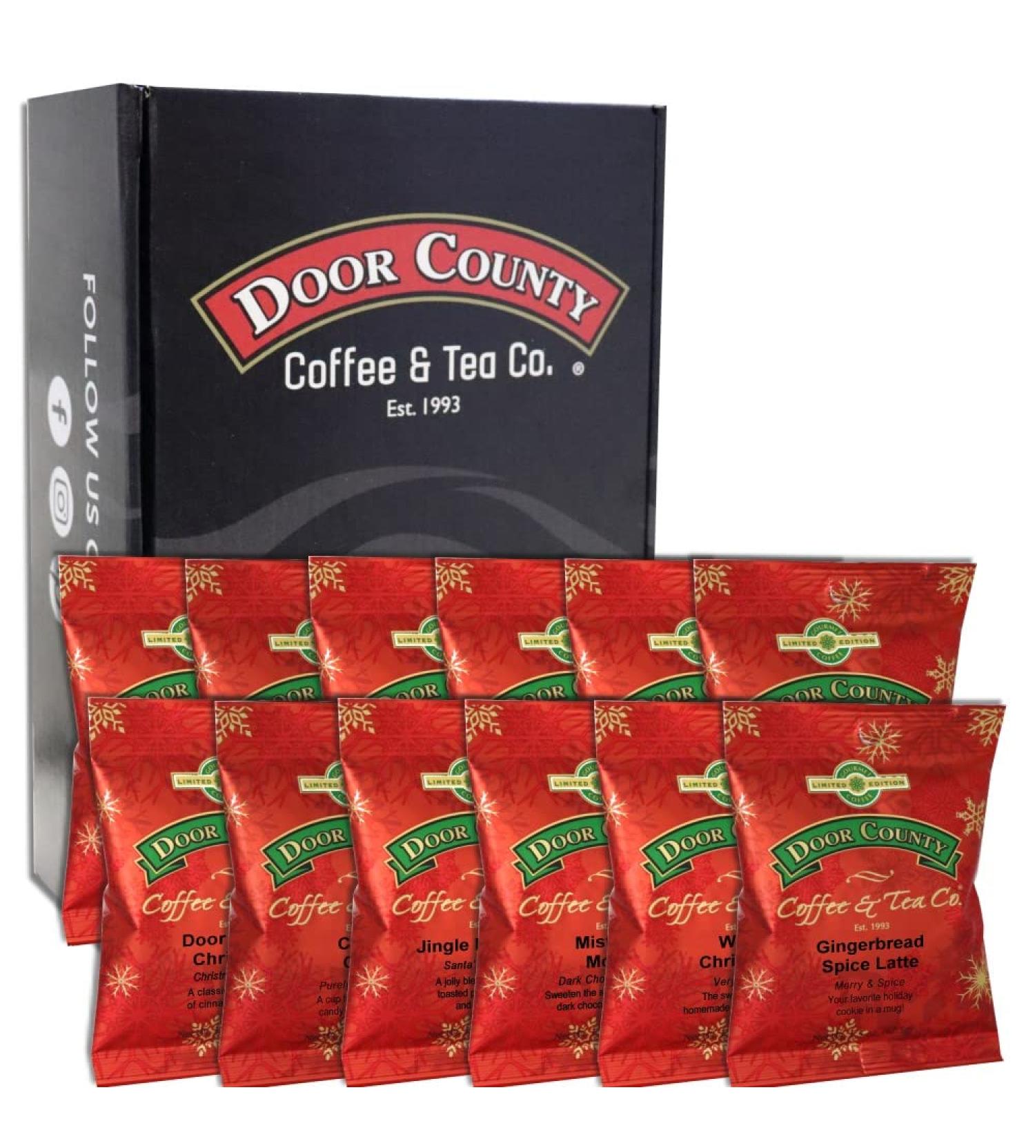 Door County Coffee Holiday Flavored Gourmet Coffee Gift Set - 12 Full-Pot Bags - Buy Online on GoSupps.com