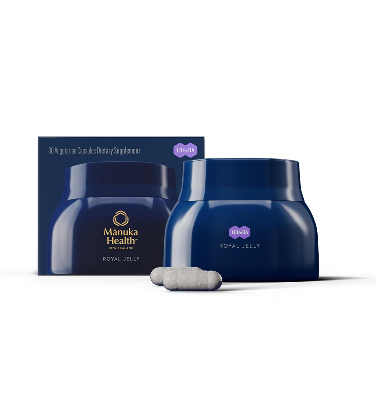 Manuka Health Royal Jelly Supplement with Biotin Collagen & Hyaluronic Acid Skin Care Supplements for Daily Beauty Skin Health & Rejuvenation 80 Capsules (80-Day Supply)  - Buy Online on GoSupps.com