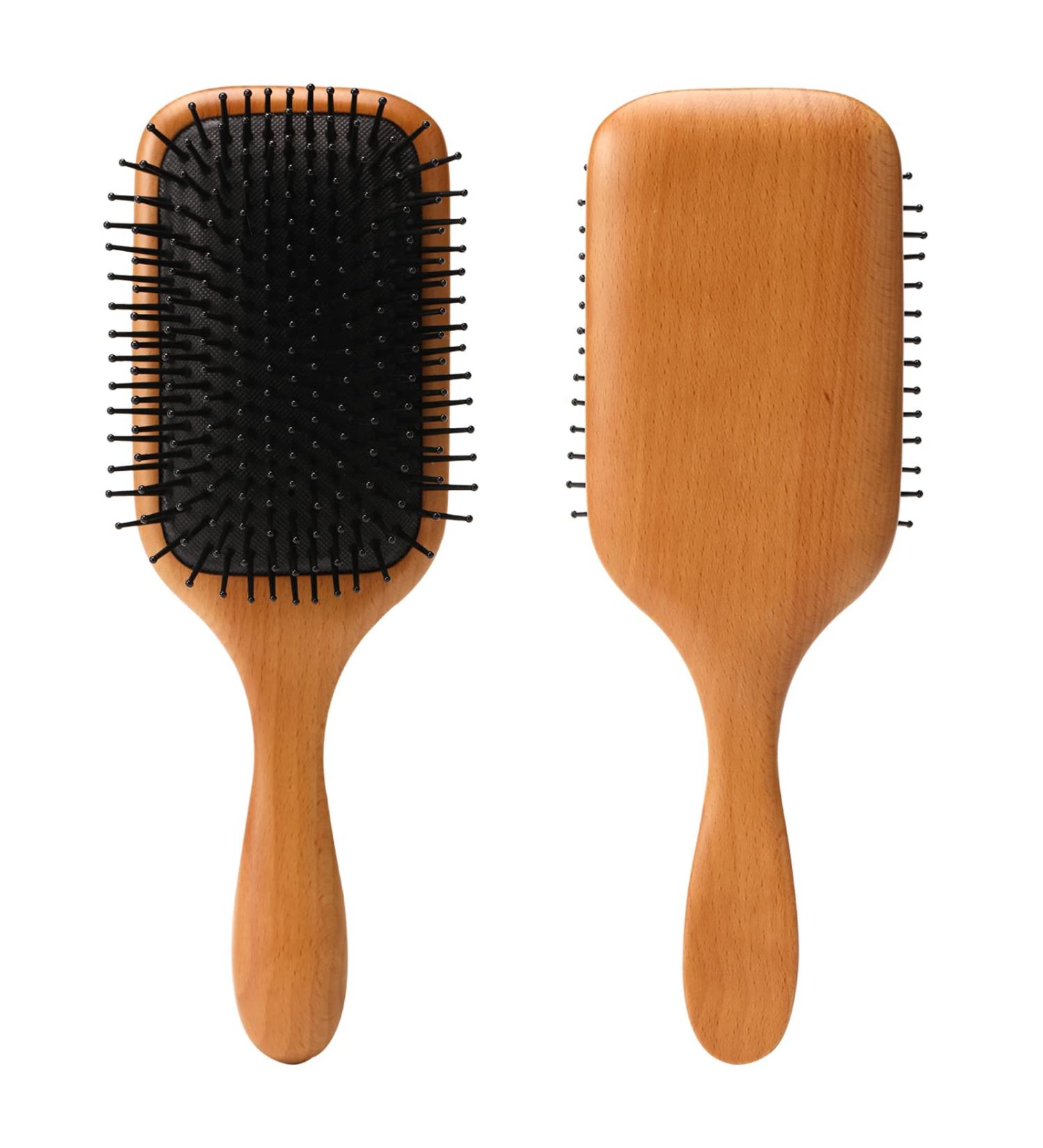 olelo Natural Wooden Paddle Hair Brush - Eco-Friendly Beech Scalp Massage Brush for Thick, Curly, Thin, Long, Short, Wet or Dry Hair - Square Black - Women, Men, Kids - 1 Count - Buy Online on GoSupps.com