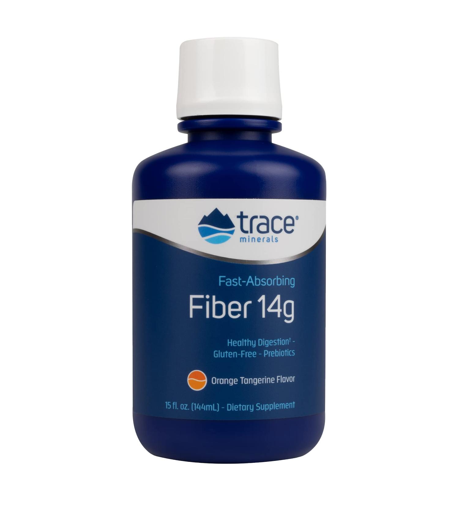 Trace Minerals Fast Absorbing Fiber Liquid Supplement 14g | Prebiotics for Healthy Digestion | Gluten Free Orange Tangerine 15 oz - Buy Online on GoSupps.com