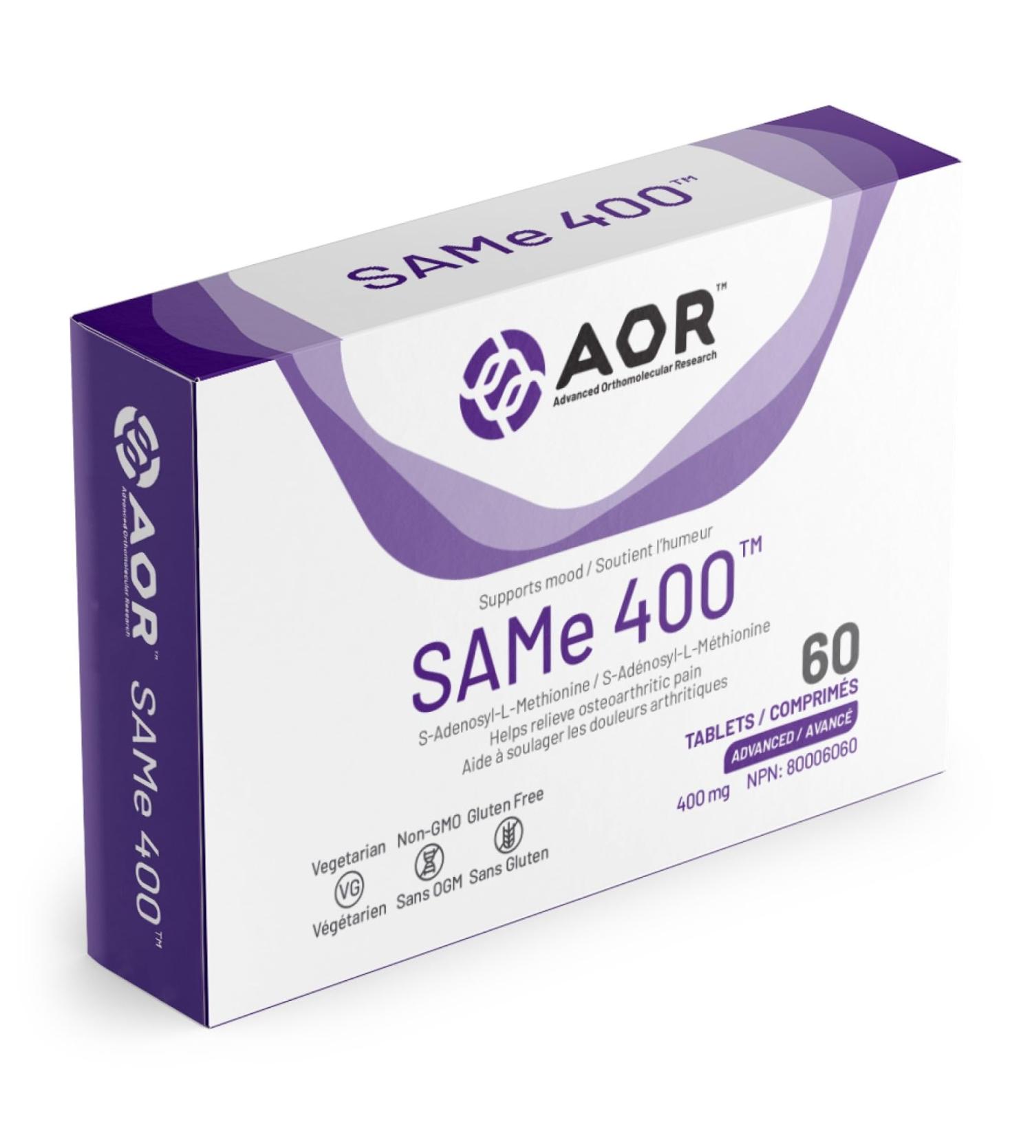 AOR - SAMe 400-60 Tablets - Supports a Balanced Mood 60 count (Pack of 1) - Buy Online on GoSupps.com