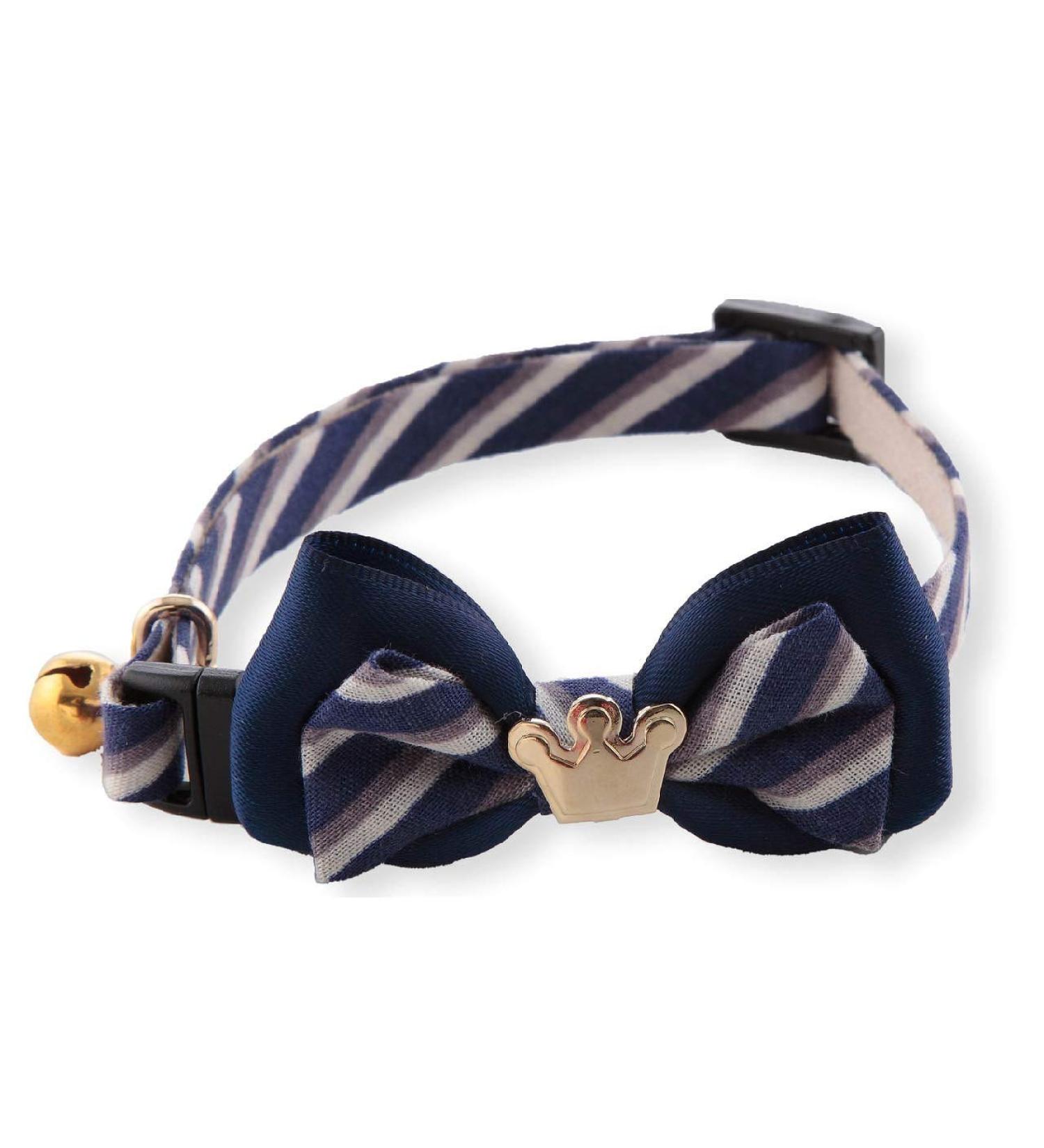 Necoichi Regal Crown Cat Collar in Navy - Premium Quality Feline Accessory - Buy Online on GoSupps.com