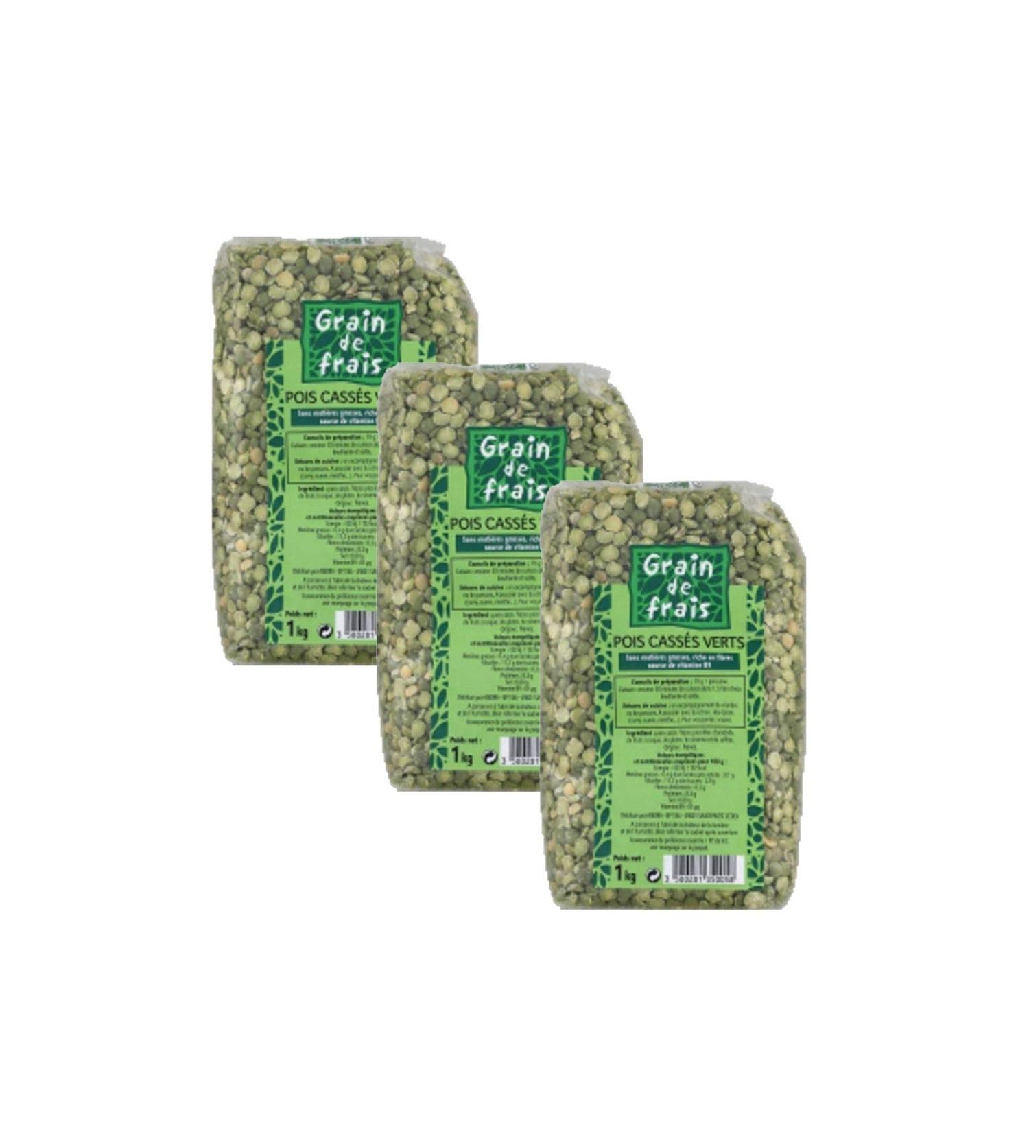 Grain de Frais Lot of 3 Split Peas - Fresh Grain - 1kg pack