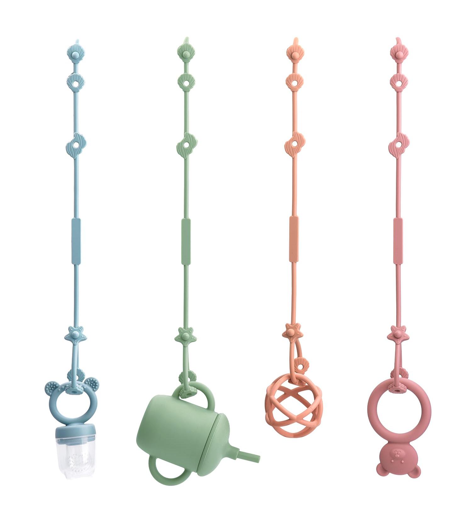 Buy CLdy Baby Toy Pacifier Chain - BPA-Free Silicone Cup Catcher for Strollers - 4-Piece Ocean Blue & Green & Orange & Bean Paste Soother Chains - Buy Online on GoSupps.com