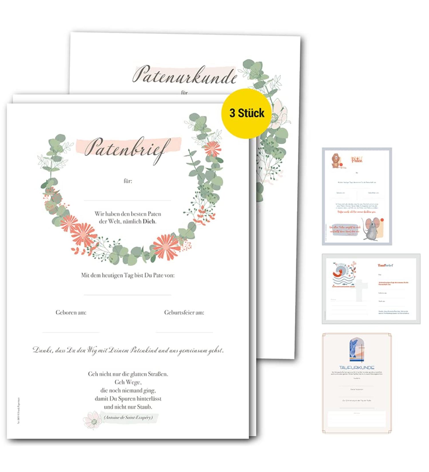 Frank Paperman | Baptism Sponsorship Letter Set | 3 Floral Pieces | Perfect Gift for Godparents and Godchild - Buy Online on GoSupps.com