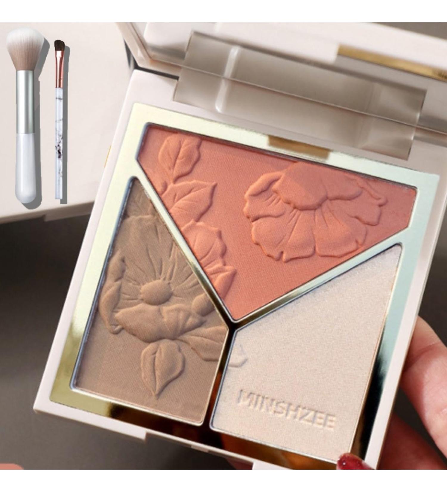 Karlor 3-in-1 Contour Palette | Highlighter Blush & Bronzer - Makeup Contouring Powder with 2 Brushes International Shipping Available - Buy Online on GoSupps.com