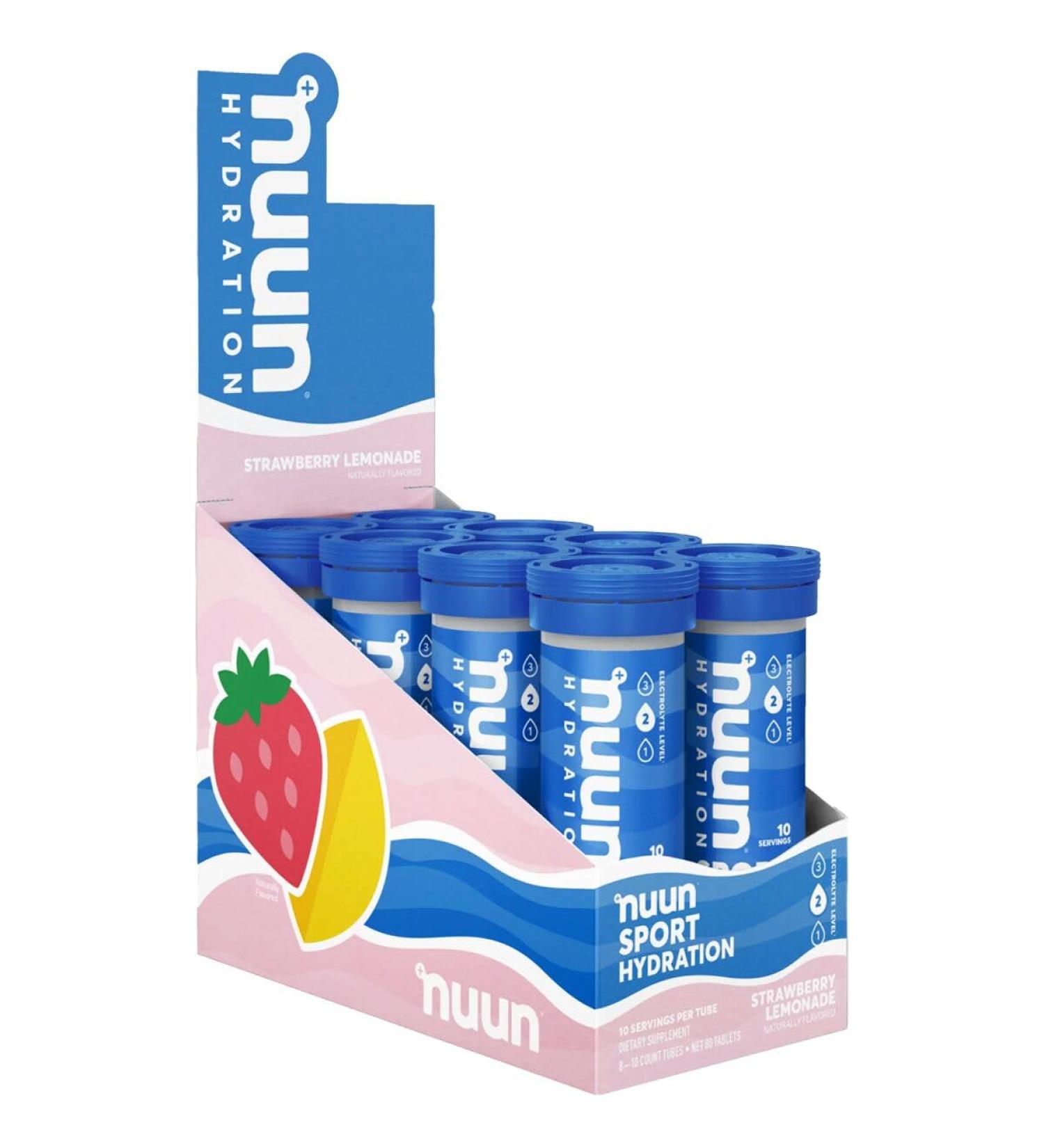 Nuun Active Hydration Tablets: Strawberry Lemonade Box of 8 Tubes