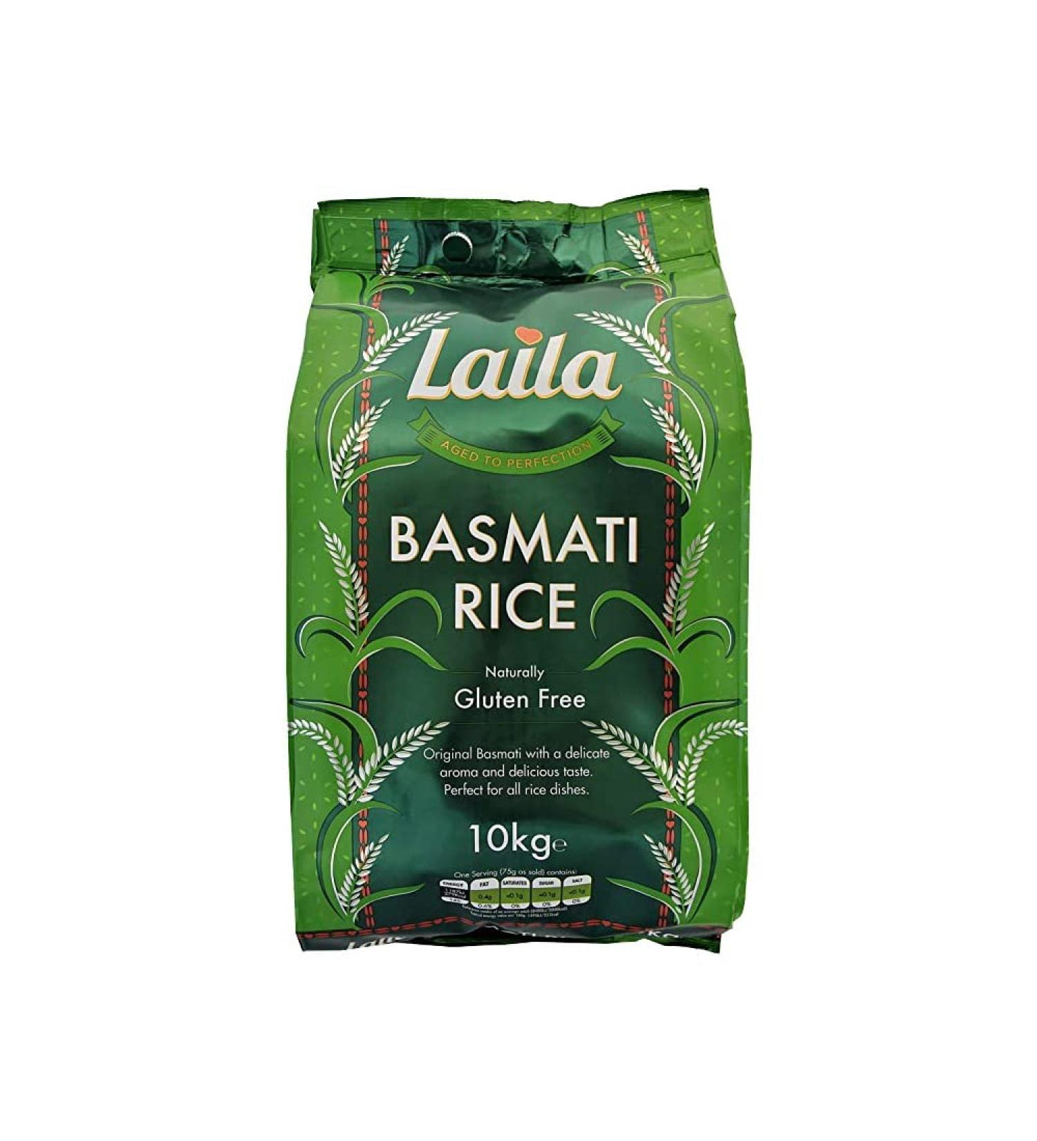 Laila Basmathi Rice | 10KG | Great Taste and Aroma |All Types of Cooking | High Fibre | High Protein | Gluten Friendly |Indian Origin