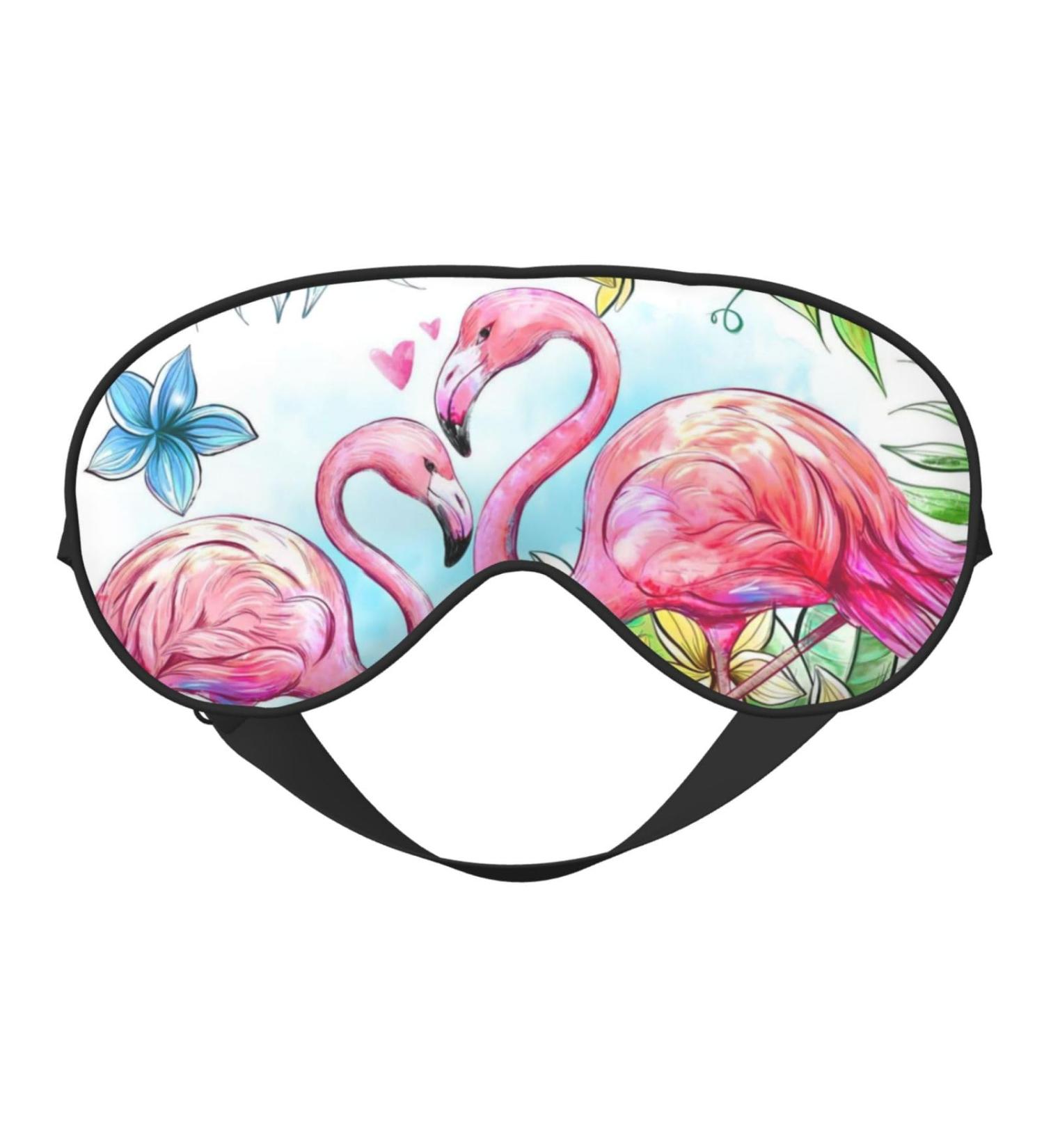 SSIMOO Flamingo Flowers Sleep Mask | Adjustable Breathable Eye Mask for Comfortable Sleep | Fashionable Black Design - Buy Online on GoSupps.com