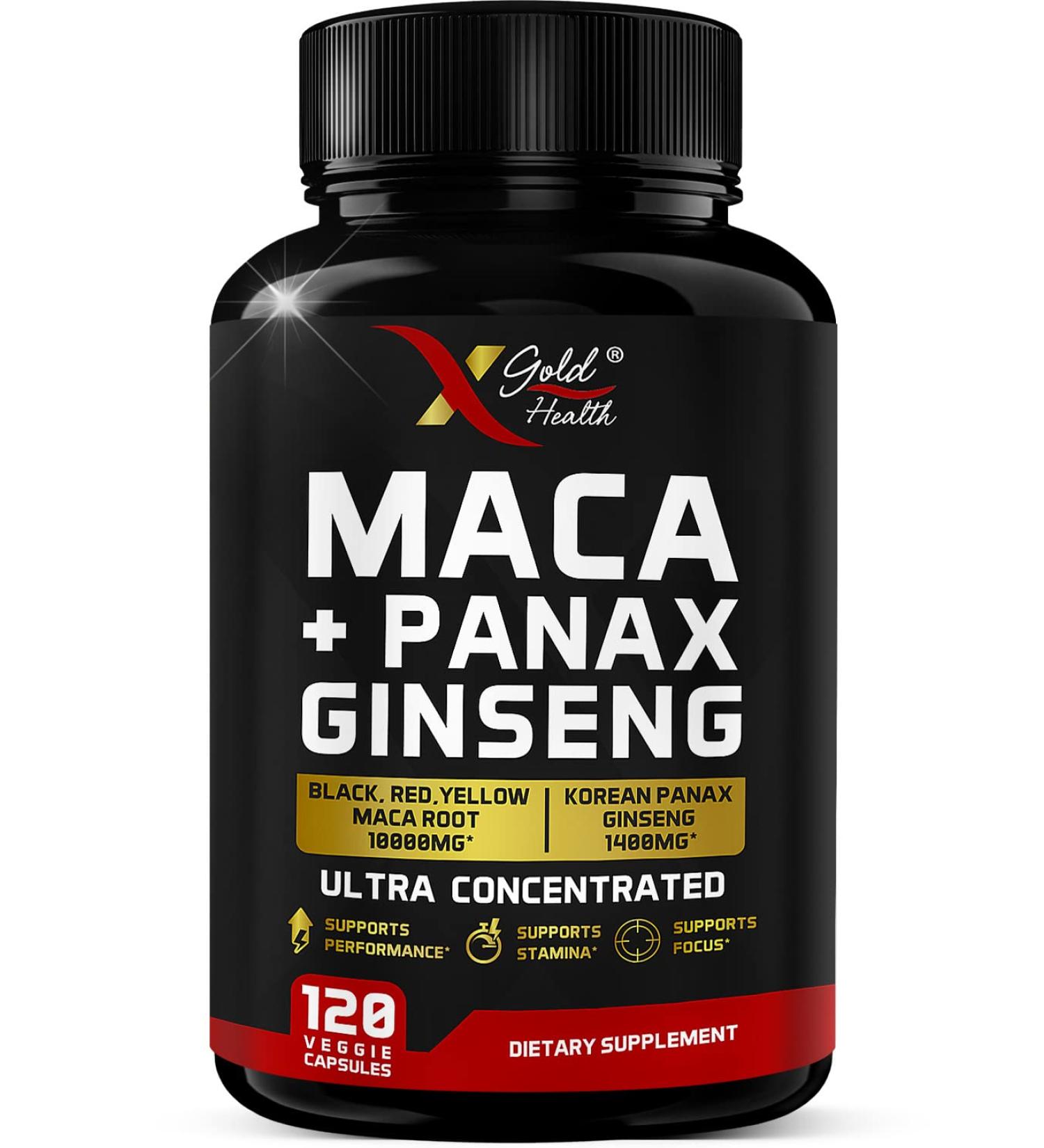 Maca Root Capsules 10 000mg + Korean Panax Ginseng 1 400mg - 20x Concentrated Extract - Buy Online on GoSupps.com