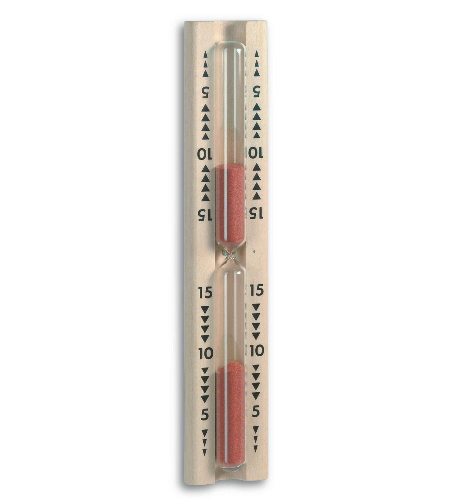 TFA Dostmann Sauna hourglass 40.1001 runtime 15 minutes made of beech heat-resistant sauna accessories with fastening material red L54 x B40 x H320 mm classic