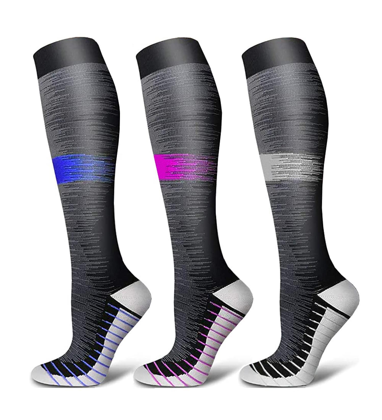 Shyl Jier Compression Stockings for Men & Women - 15-20 mmHg Support Socks for Running Hiking & Travel - L-XL 3 Pair - Buy Online on GoSupps.com