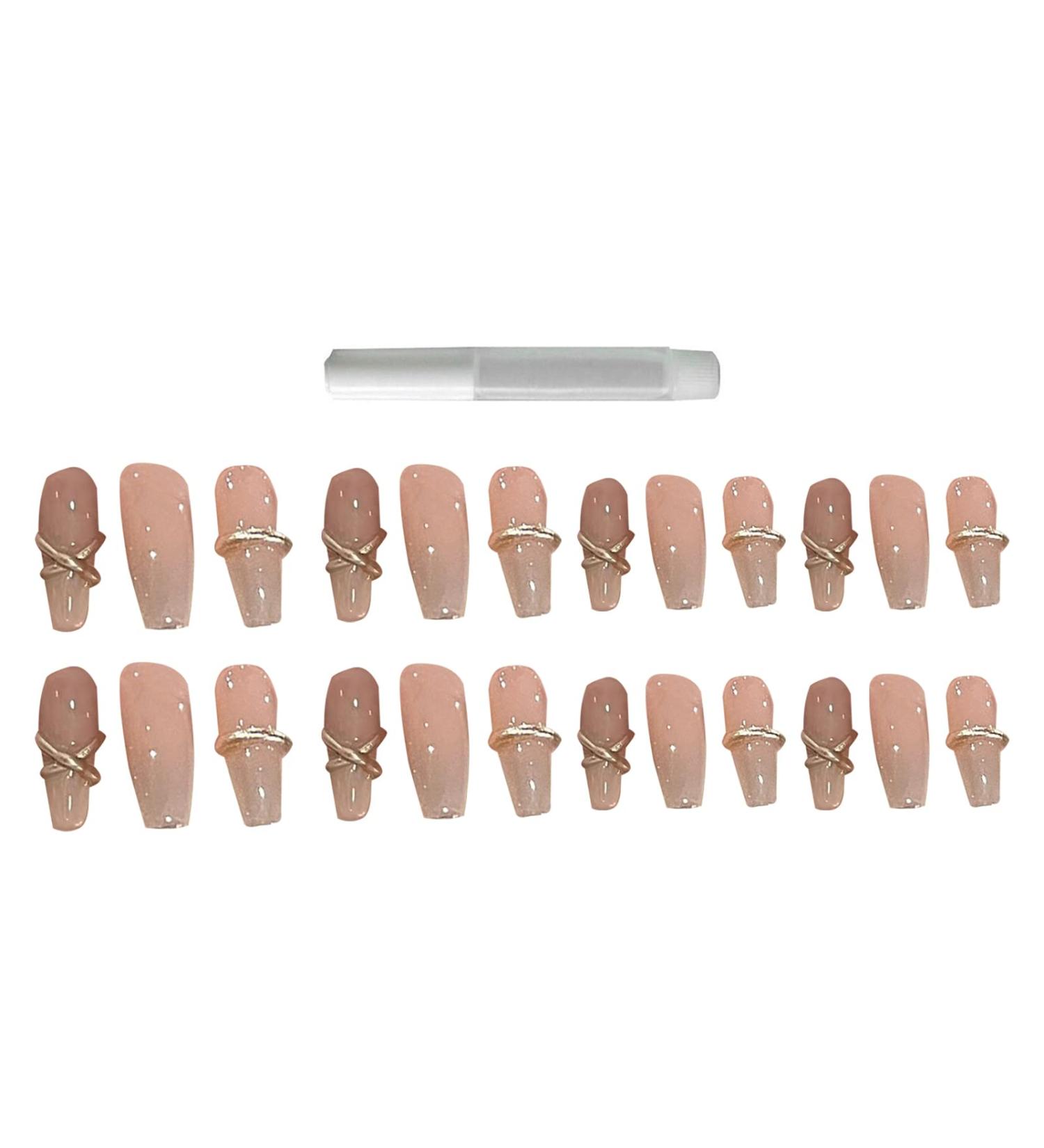 YOXIER False Nail Nail Extending Wearable False Nail Manicure Designs Full Cover Nail Salon Supply Nude