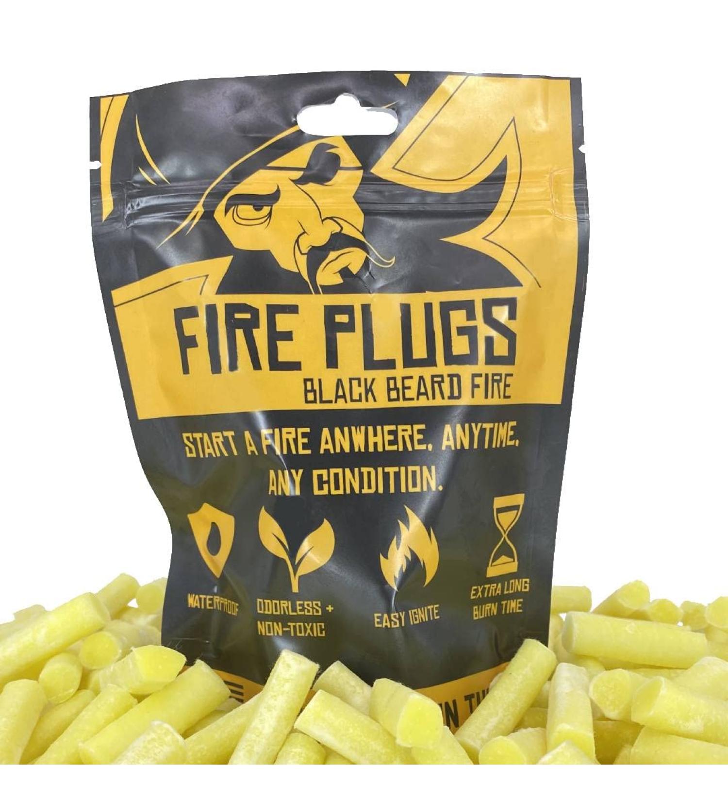 Black Beard Fire Plugs (50 Count) - Weatherproof Fire Starter for Campfires - Long Burn Time - Emergency Survival Kit Essential - Made in USA - Buy Online on GoSupps.com