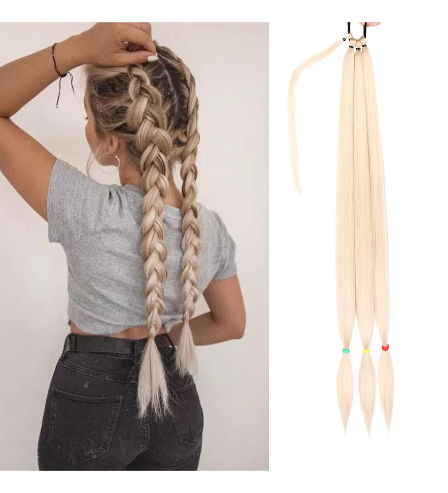 Leeven 34 Inch Light Blonde DIY Braid Ponytail Extension - Synthetic Slick Ponytail Hair Piece - Natural Chocolate Blonde Ponytail - Pack of 1 - Buy Online on GoSupps.com
