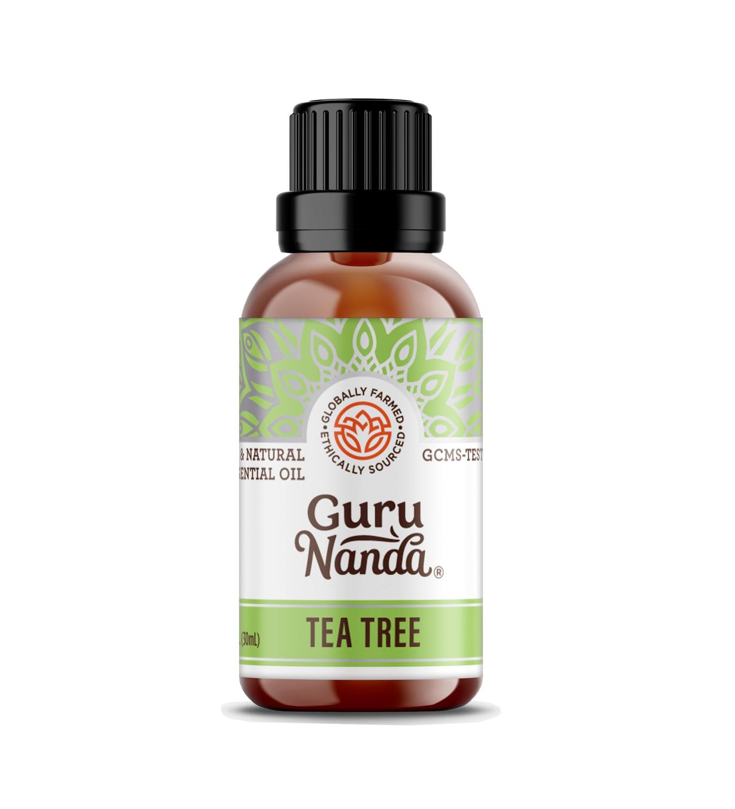GuruNanda Tea Tree Essential Oil (30mL) - 100% Pure Natural and Undiluted Essential Oil for Diffusers - Perfect for Aromatherapy Massages & DIY Recipes - Helps in Skin and Hair Care Tea Tree 1.01 Fl Oz (Pack of 1)