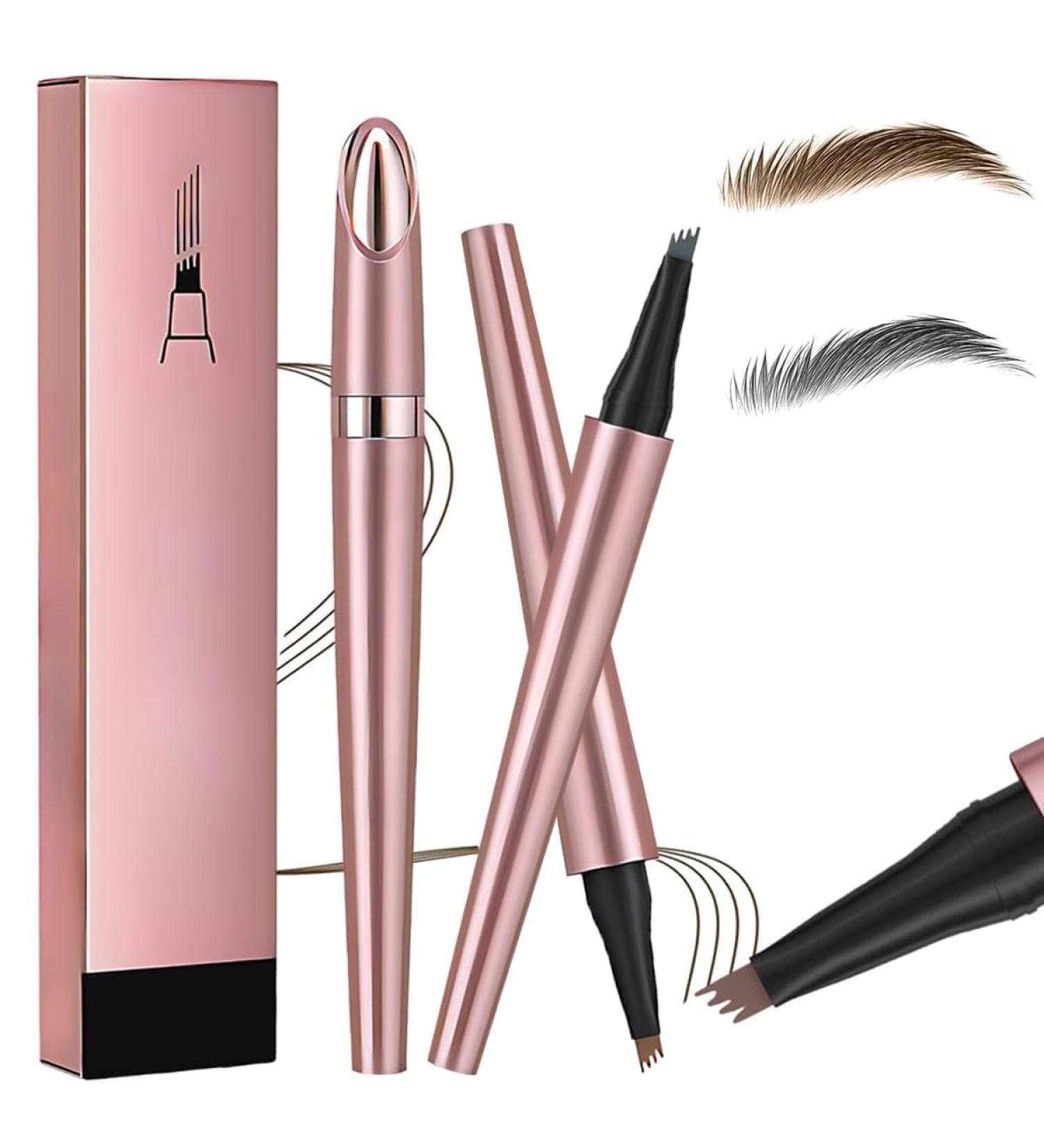 Upgraded Magic Eyebrow Pencil with 4 Fork Tip | 3D Waterproof Microblading Eyebrow Pencil Contouring Pen | Microblade Precise Eyebrow Pen Natural Long-Lasting Fine Stroke Microblading Eyebrow Pencil (Gray+ Light Brown) - Buy Online on GoSupps.com