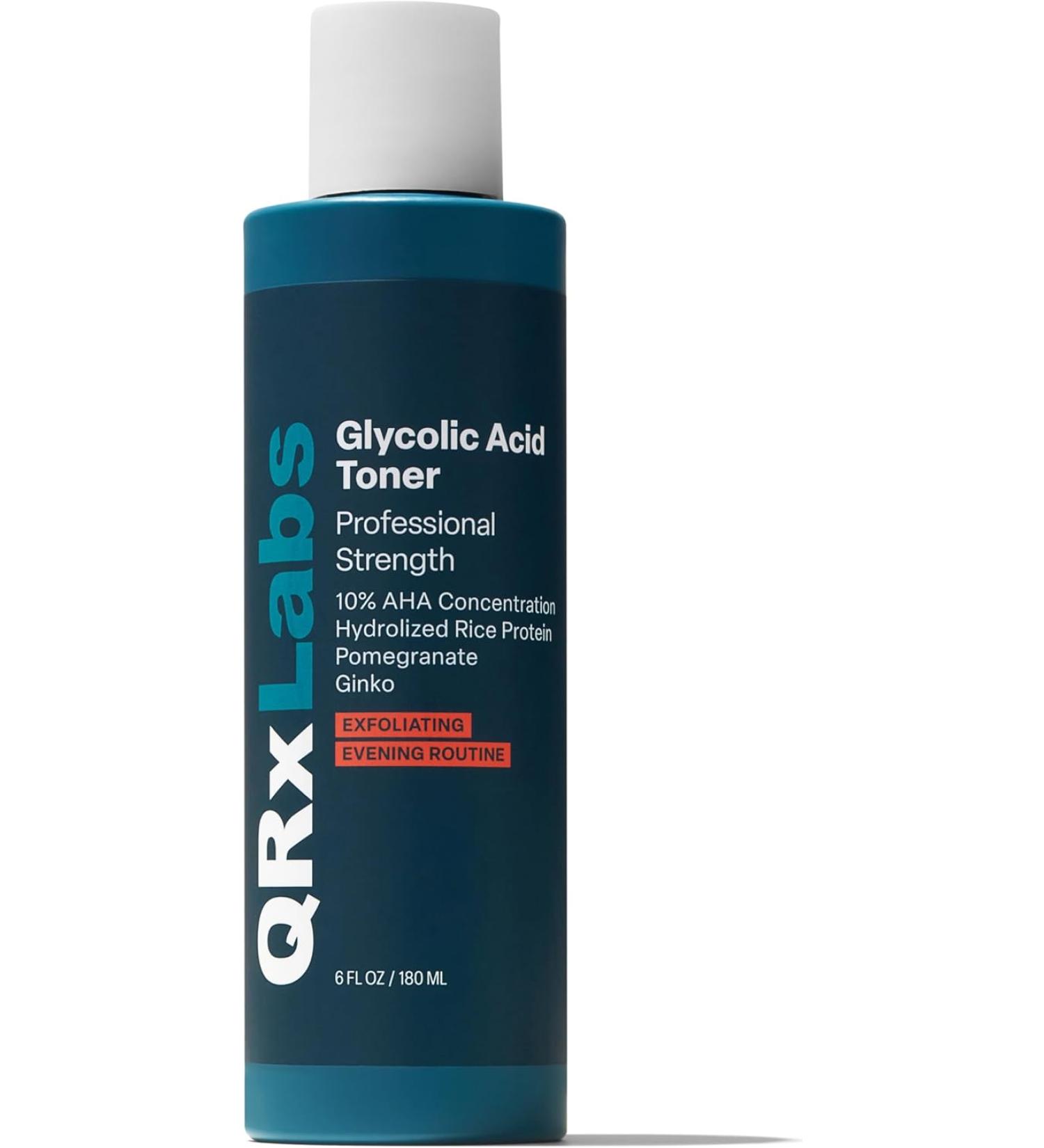 Professional Glycolic Acid Toner with 10% AHA - Anti-Aging Exfoliating Solution for Face - 6 fl oz Bottle with Witch Hazel and Plant Extracts - Buy Online on GoSupps.com