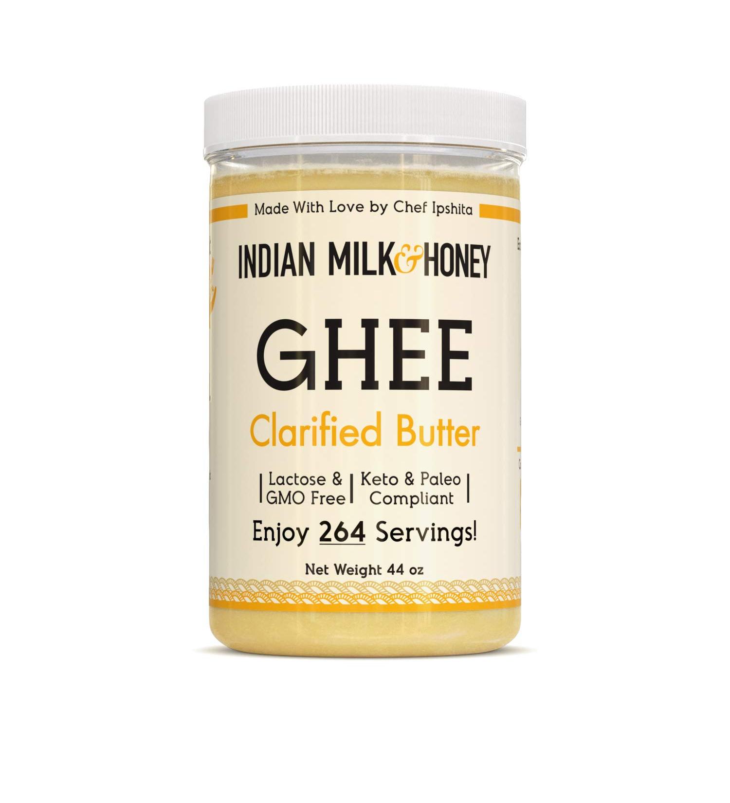 Classic Grass-Fed Ghee Butter by Indian Milk & Honey | 44 oz with 264 Servings | Handmade, Locally Sourced & Lactose, Gluten, Casein Free | Recyclable PET Jars - Buy Online on GoSupps.com