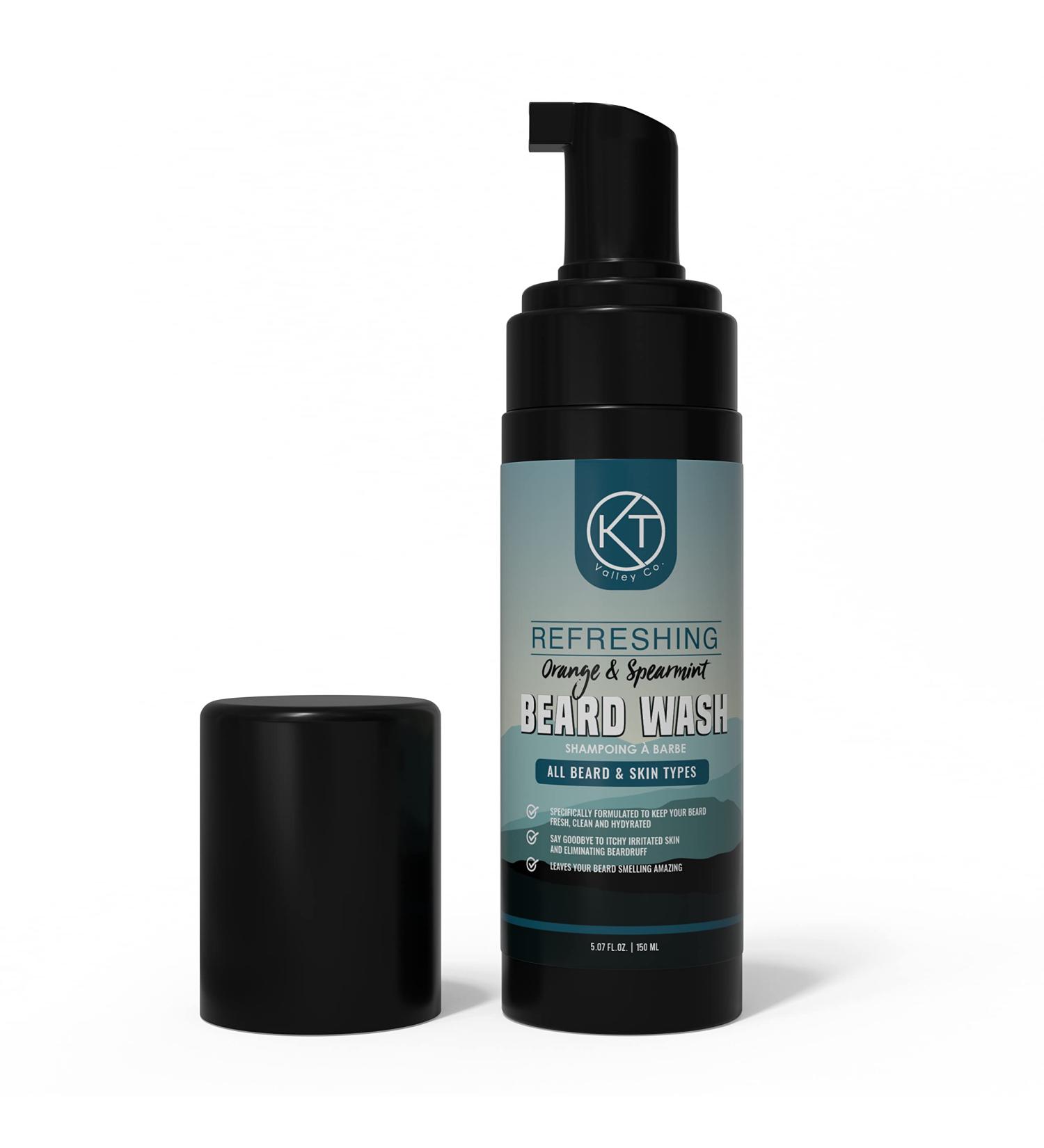 KT Valley Co. Beard Wash with Dead Sea Salt Vitamin B5 Argan & Jojoba Oil - Made in Canada | Refreshing Orange and Spearmint Scent | Experience the Ultimate Beard Care with Nourishing and Strengthening Properties | Deeply Cleanses Conditions and Softens F - Buy Online on GoSupps.com