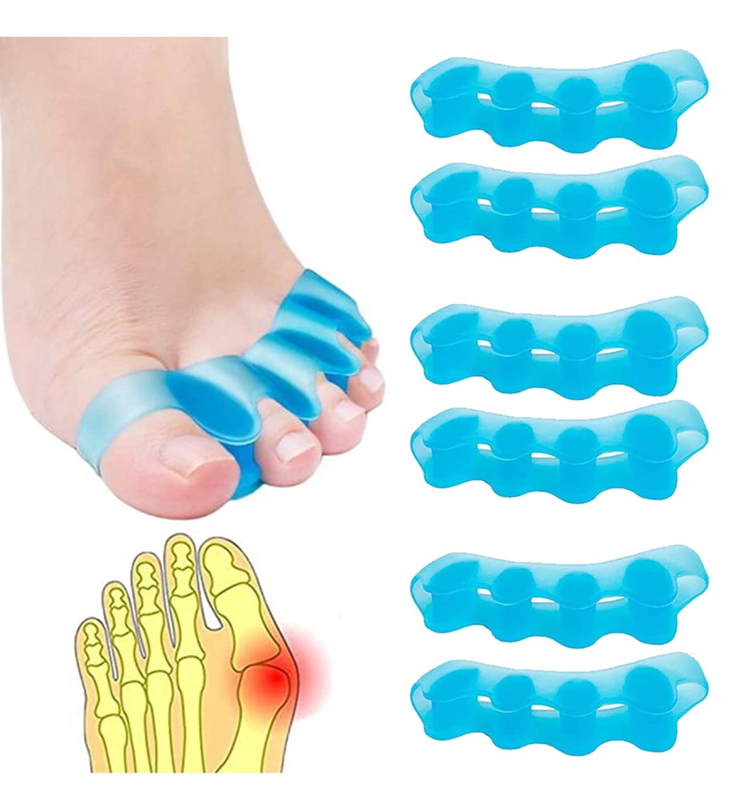 3 Pairs Blue Gel Toe Separators for Overlapping Toes & Bunions - Toe Straighteners for Running, Yoga, Pedicure | Toe Spacer Set - Buy Online on GoSupps.com