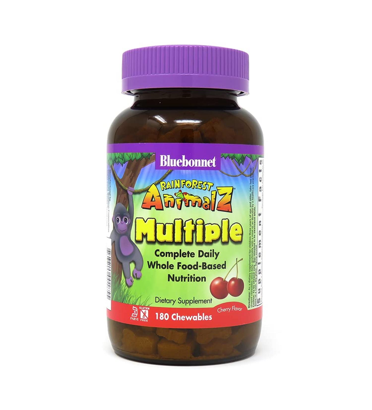 Bluebonnet Nutrition Rainforest Animalz - Cherry Flavor Complete Daily Nutrition Chewables (180 Count) - Buy Online on GoSupps.com